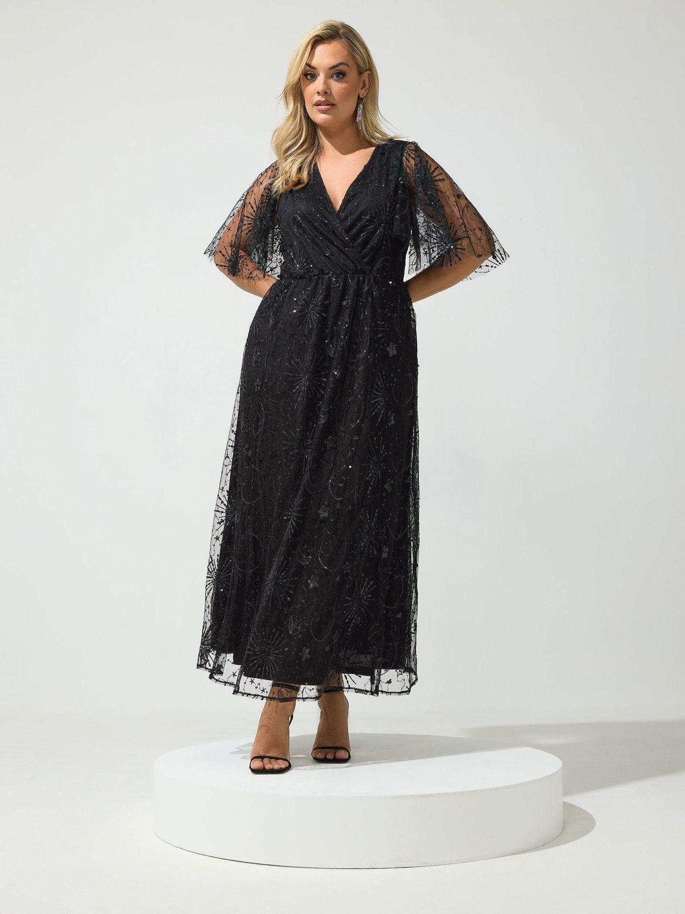Image 3 of 4 of Yours Womens Curve Celestial Sequin Maxi Dress - Black