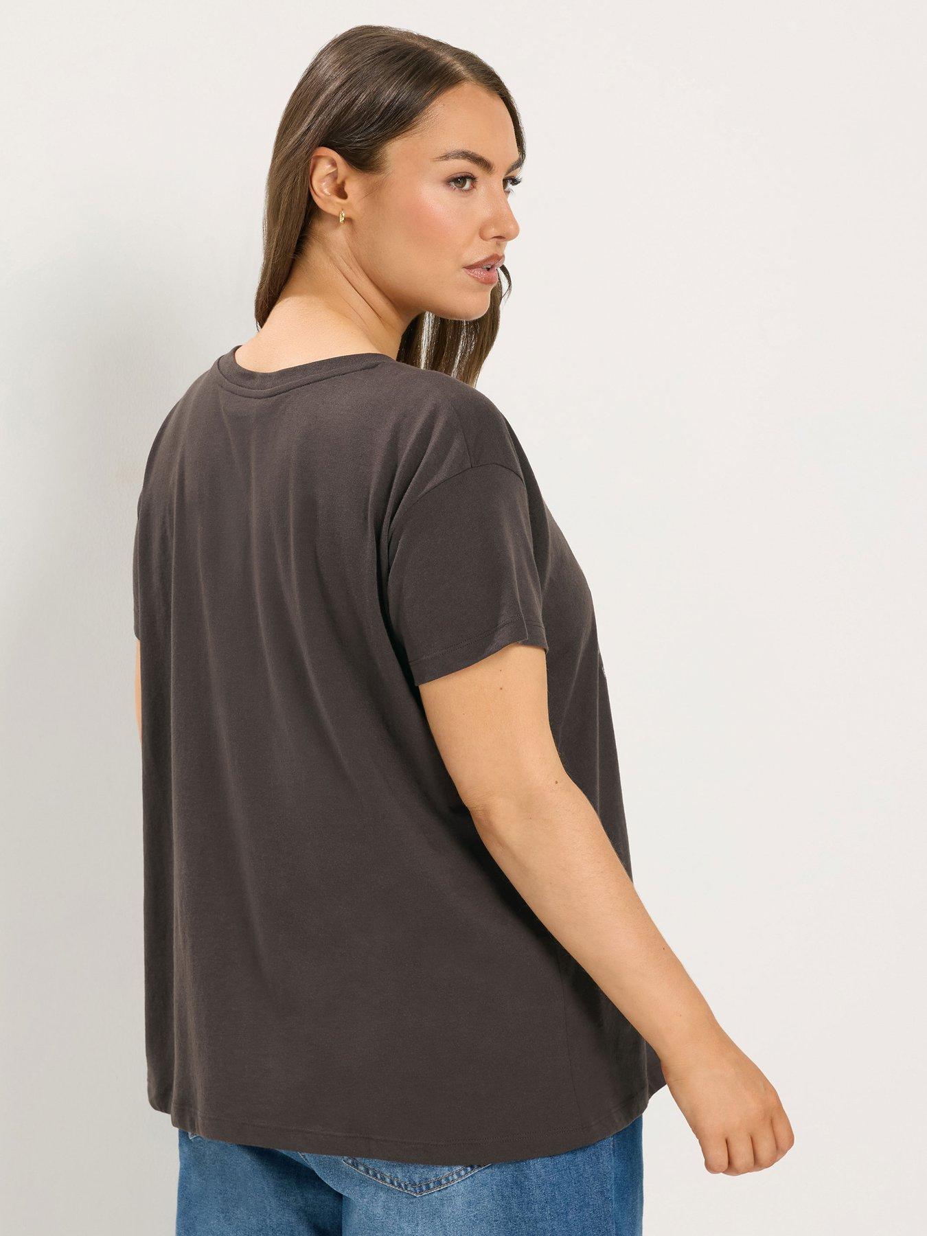 Image 2 of 4 of Yours Curve New York Daisy T-Shirt - Brown