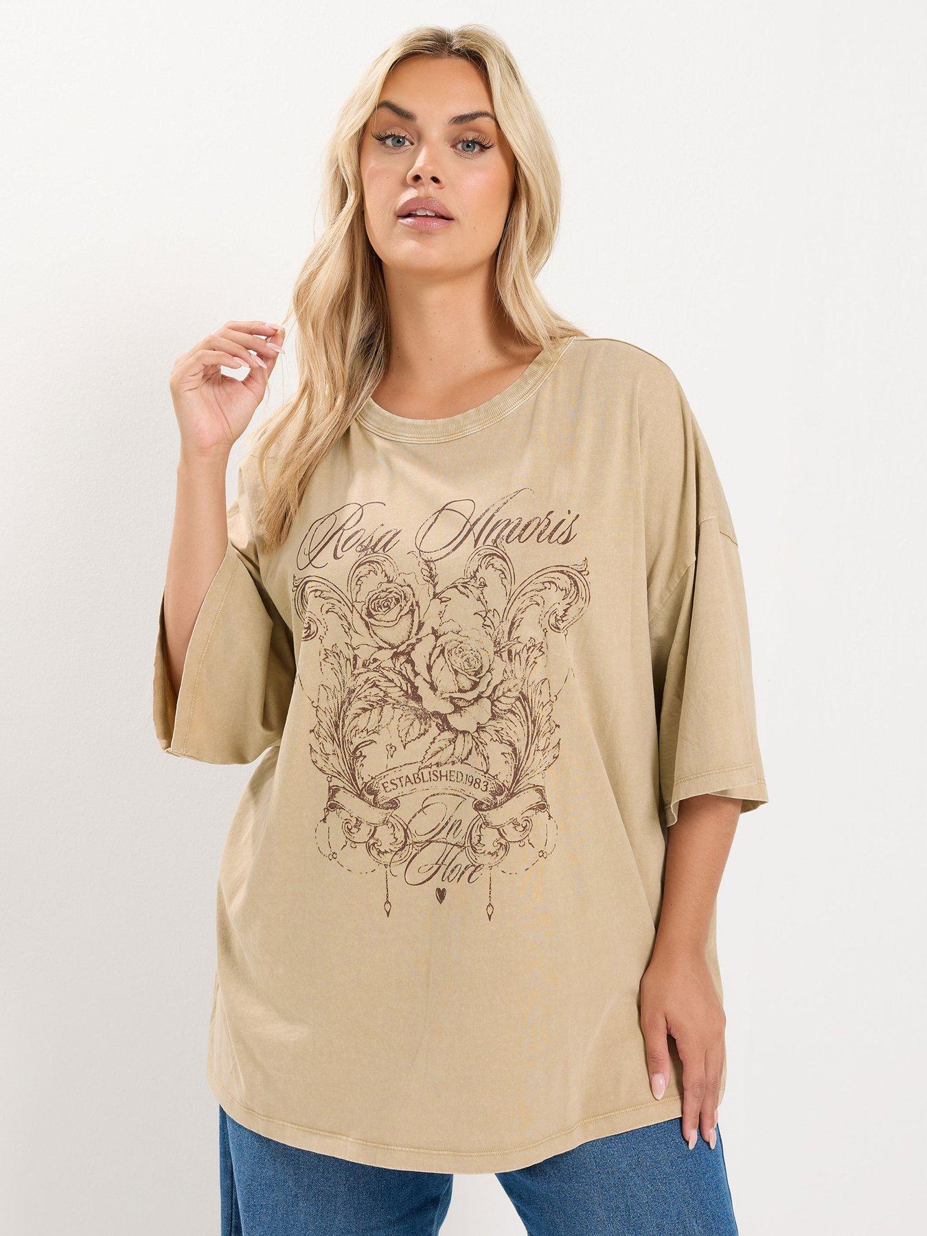 Yours Curve Placement Print Boxy T-shirt