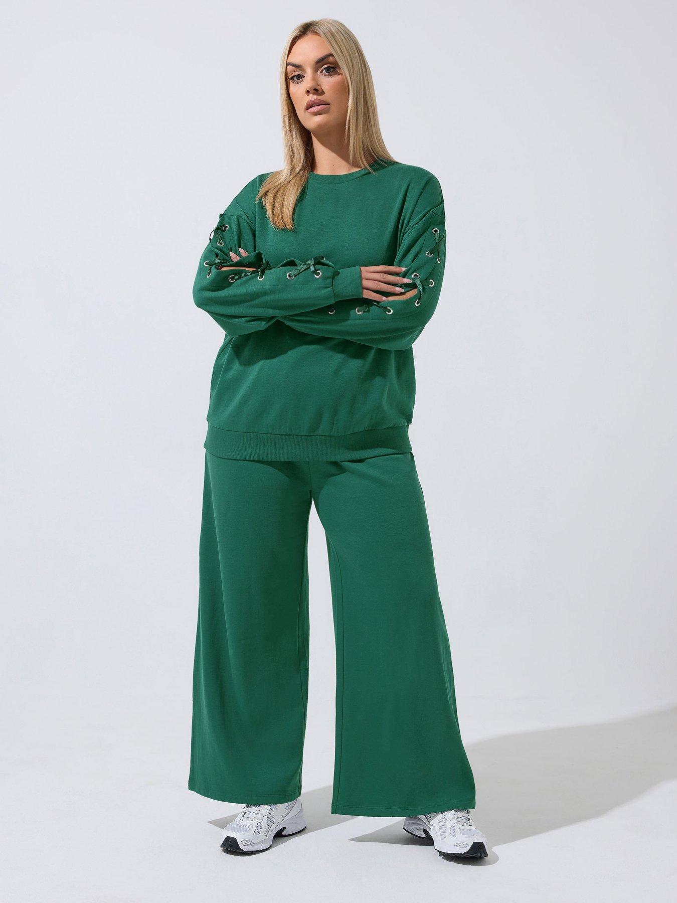 Image 3 of 4 of Yours Curve Eyelet Sleeve Satin Cross Jumper