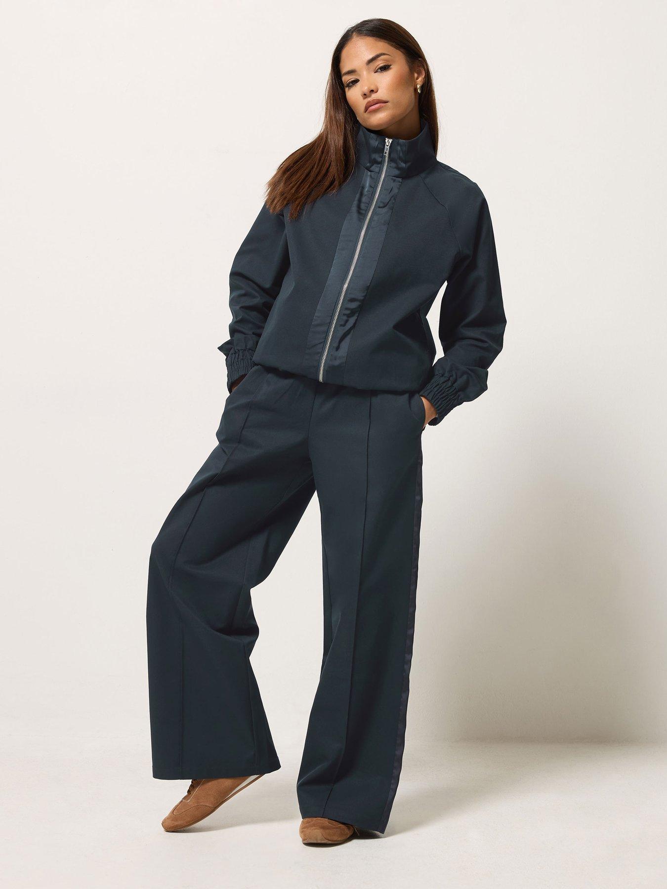 Image 3 of 4 of PixieGirl Petite Satin Trim Funnel Neck Jacket