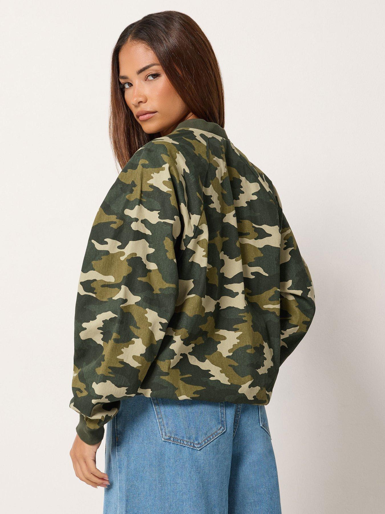 Image 2 of 4 of PixieGirl Petite Twill Camo Bomber Jacket