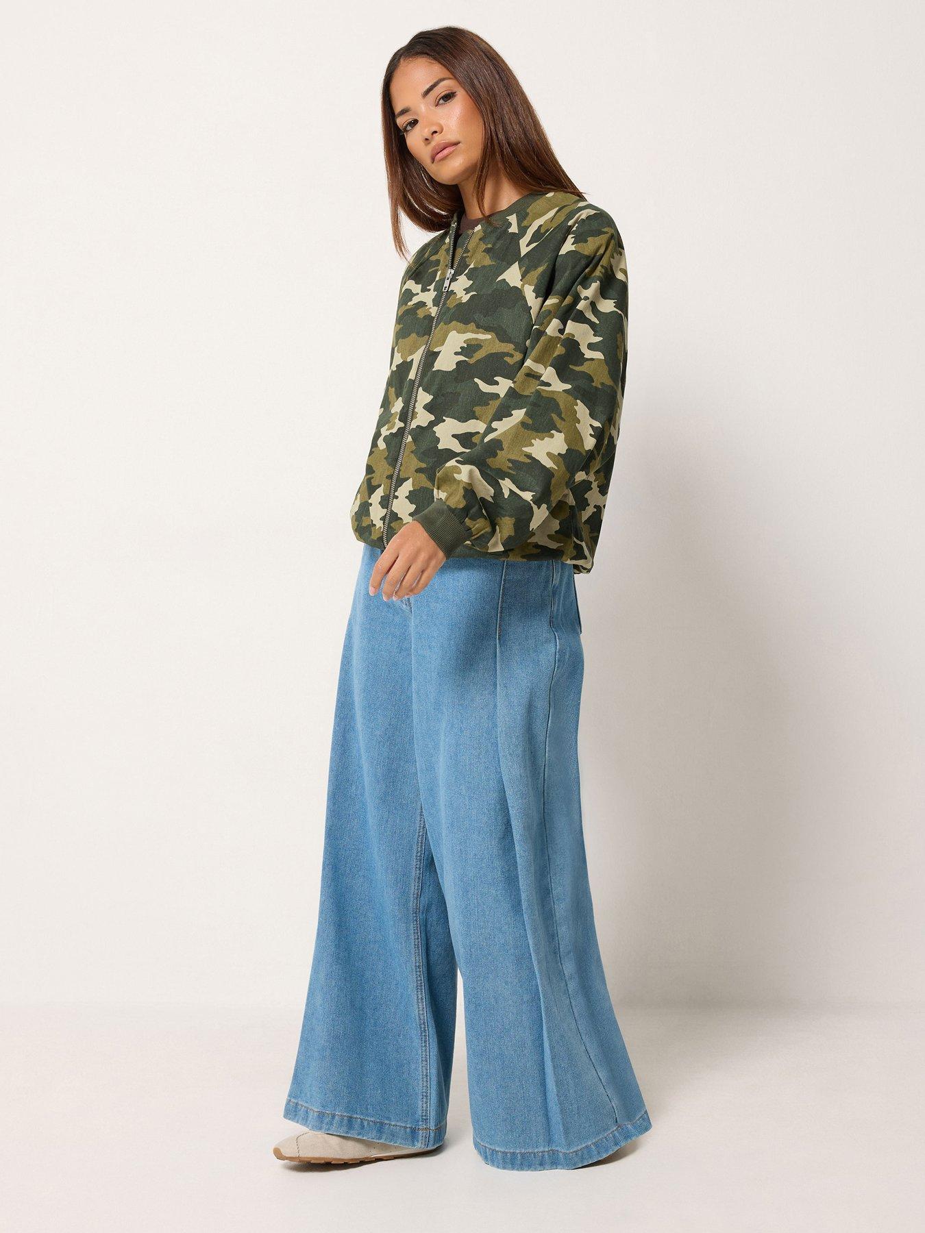 Image 3 of 4 of PixieGirl Petite Twill Camo Bomber Jacket