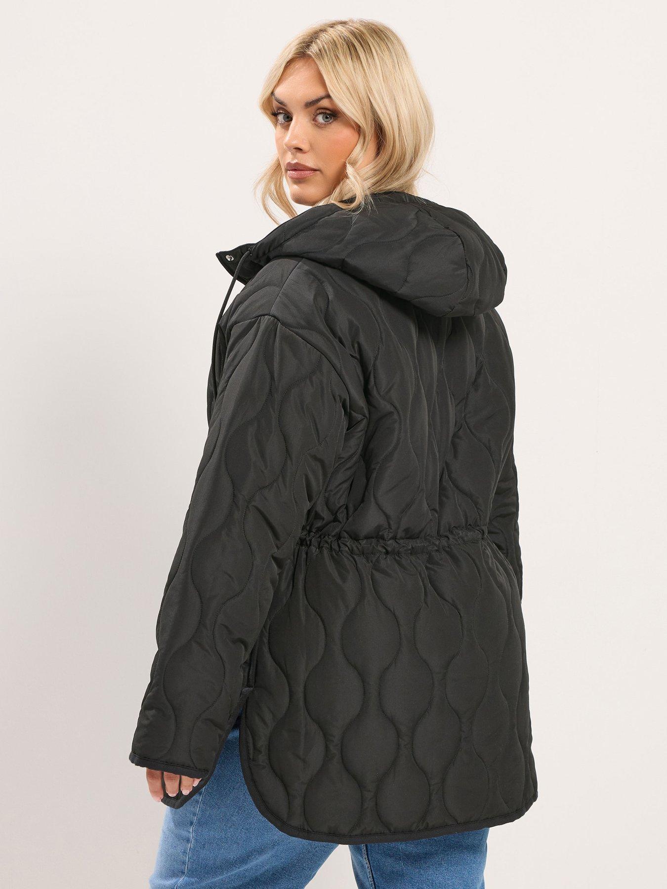 Image 2 of 4 of Yours Curve Quilted Coat - Black