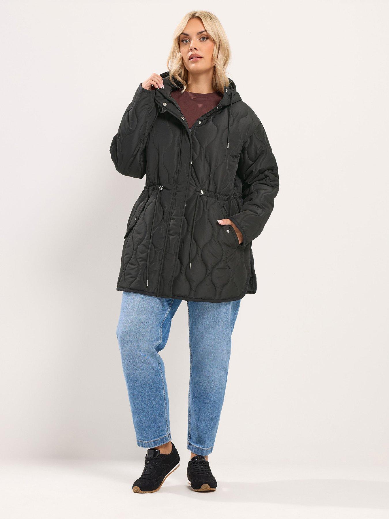 Image 3 of 4 of Yours Curve Quilted Coat - Black