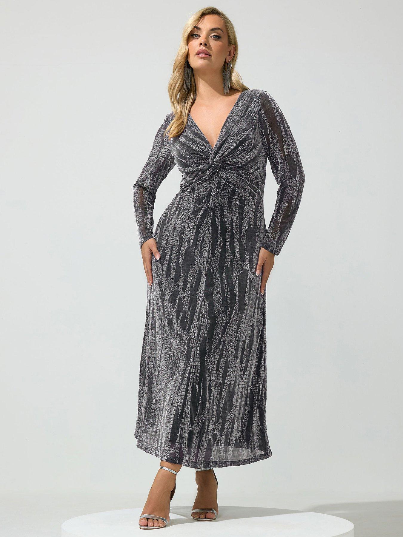 Image 1 of 4 of Yours Curve Metallic Knot Dress