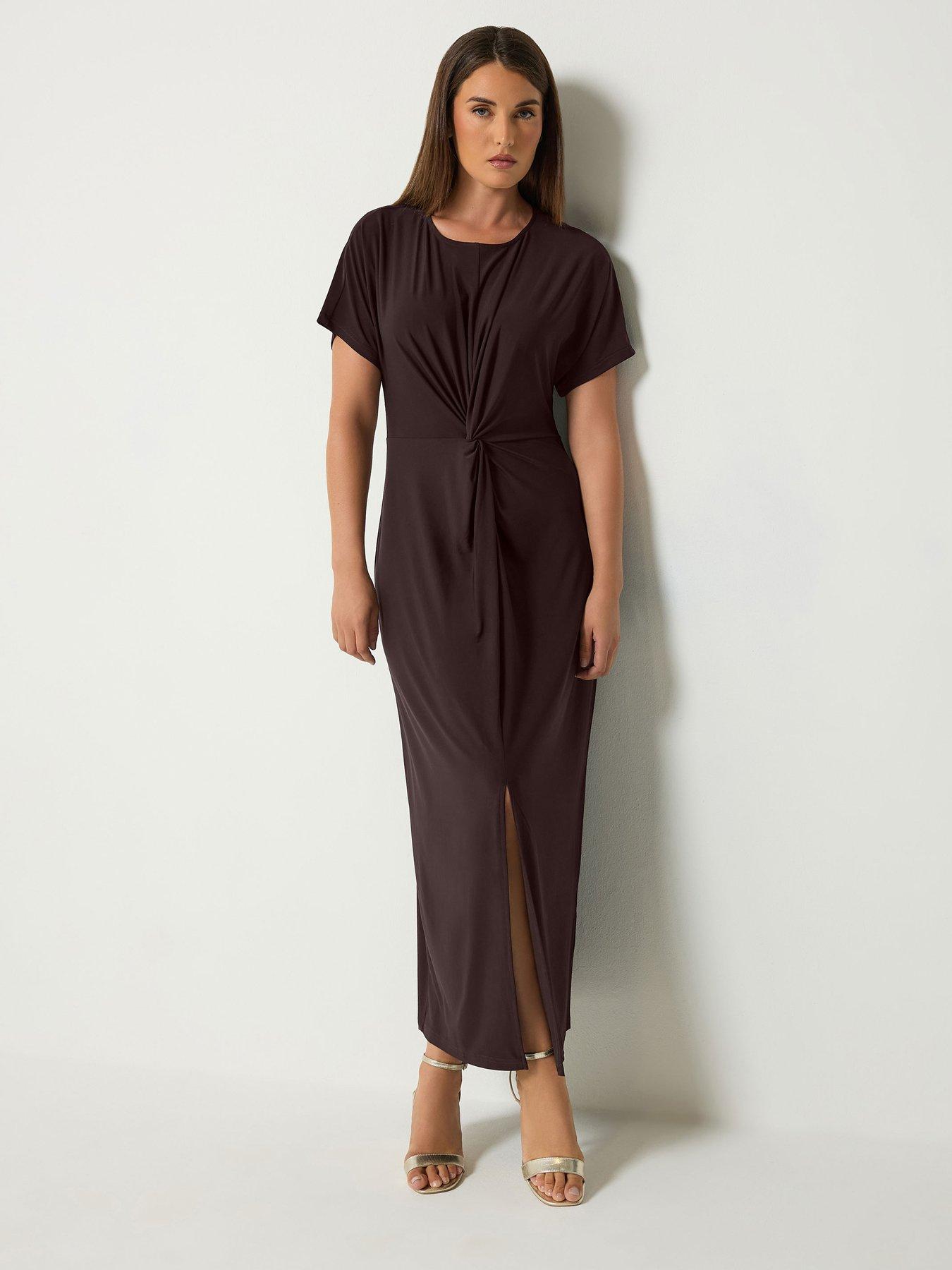 Long Tall Sally Knot Front Maxi Dress - Brown