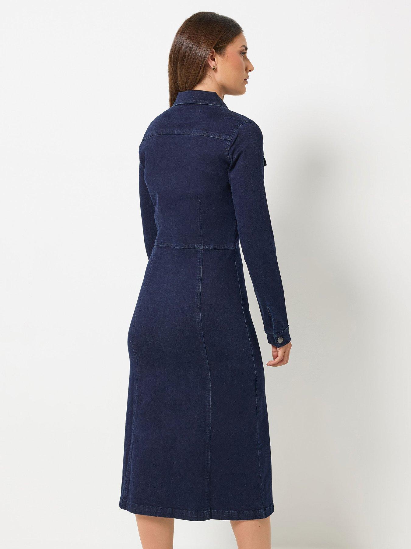 Image 2 of 4 of Long Tall Sally Tall Button Denim Midi Dress
