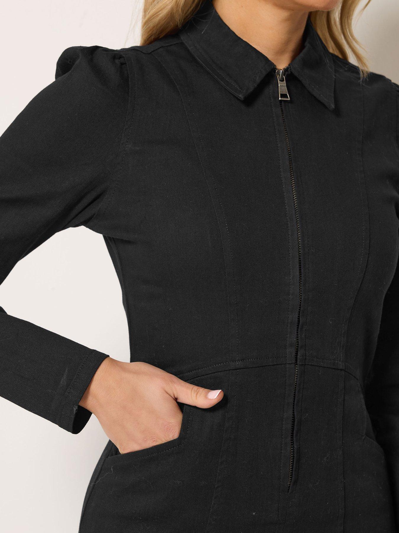 Image 4 of 4 of Long Tall Sally Tall Zip Collar Denim Midi Dress