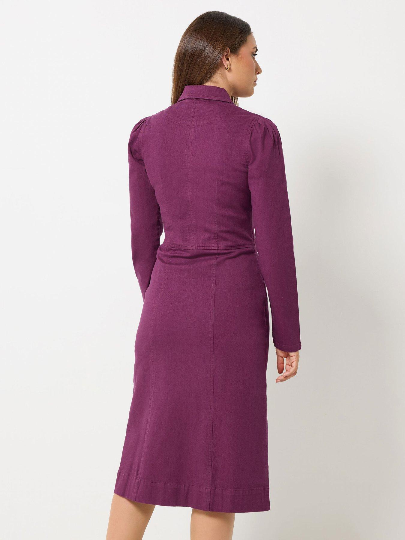 Image 2 of 4 of Long Tall Sally Tall Zip Collar Denim Midi Dress