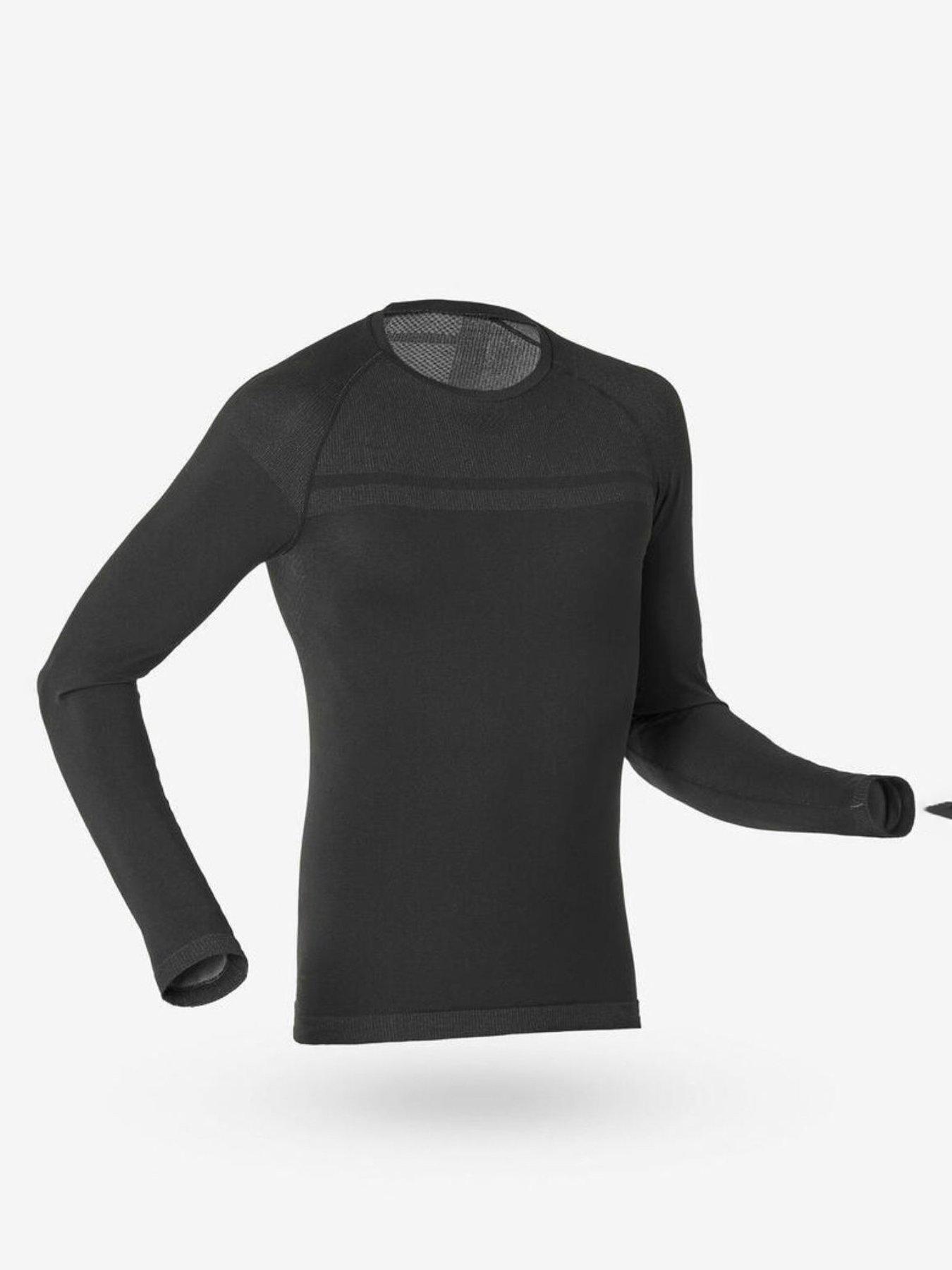 Image 1 of 6 of Decathlon Mens SKI 500 Seamless Close-Fit Stretch Base Layer Top - Black