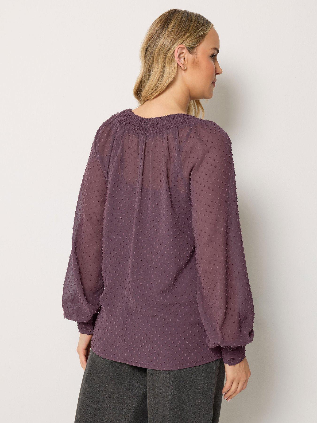 Image 2 of 4 of Long Tall Sally Dobby Shirred Blouse - Berry Red