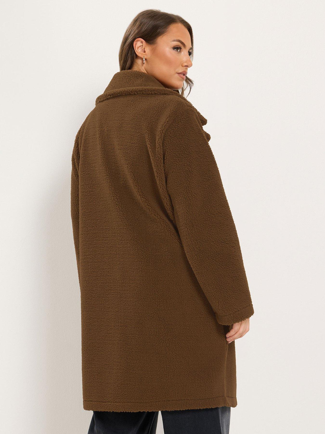 Image 2 of 4 of Yours Curve Teddy Borg Coat - Brown