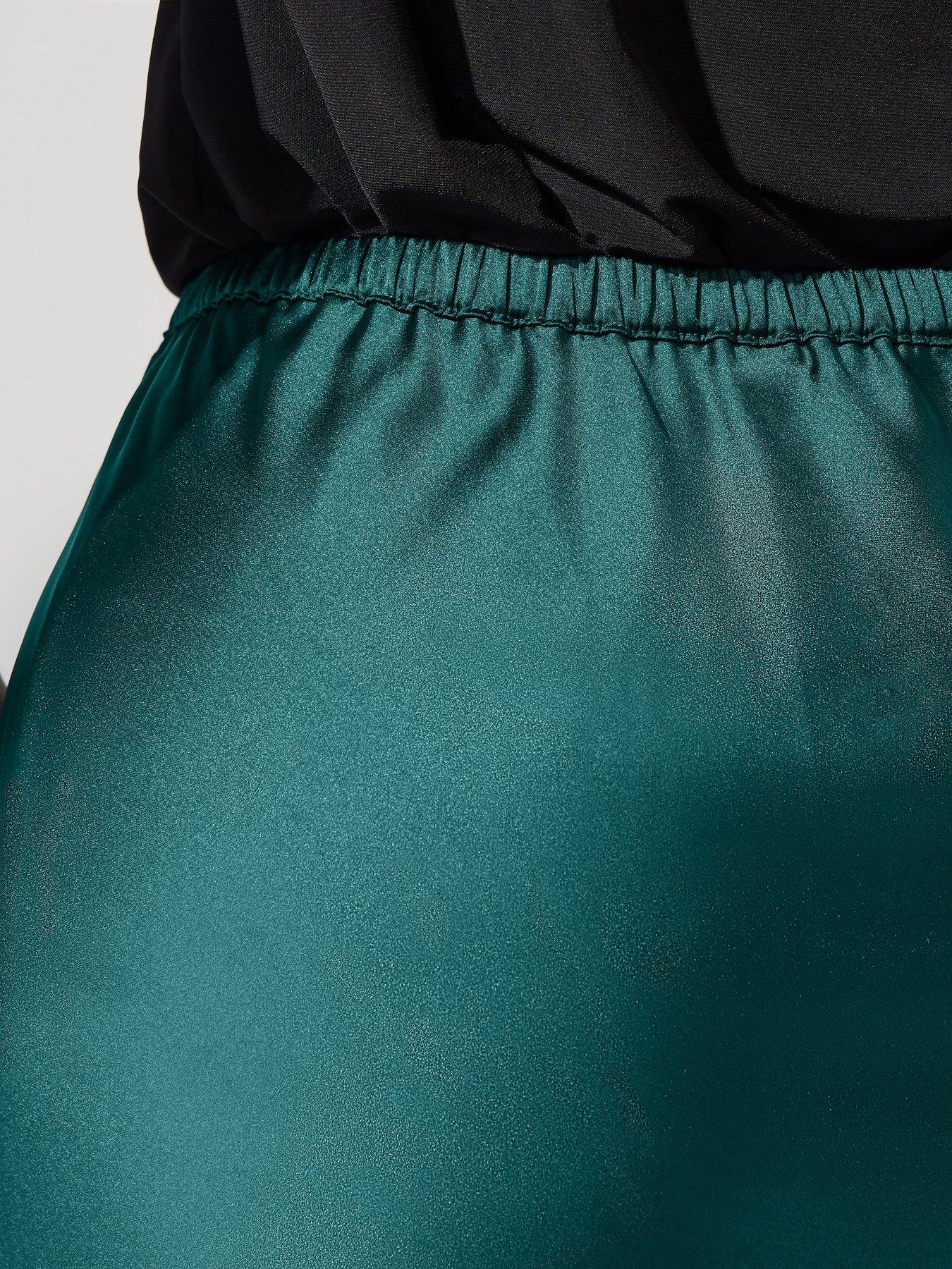Image 4 of 4 of Yours Curve Satin Skirt - Green