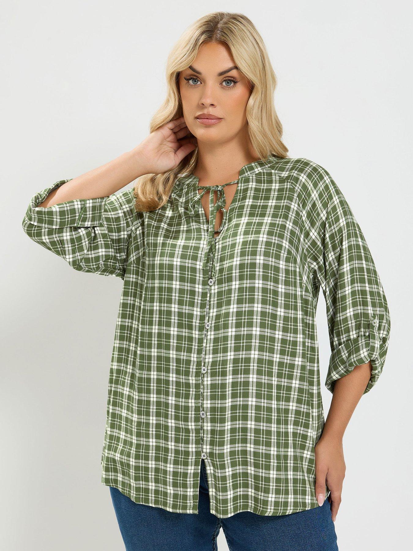 Yours Curve Check Button Thru Tie Top - Green