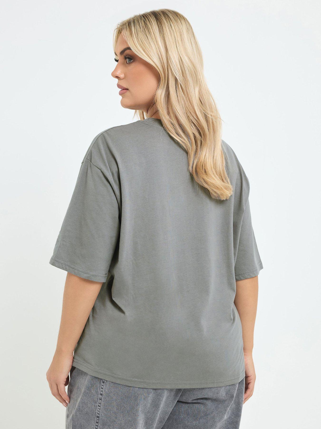 Image 2 of 4 of Yours Womens Curve Sequin Skull Jersey T-Shirt - Grey