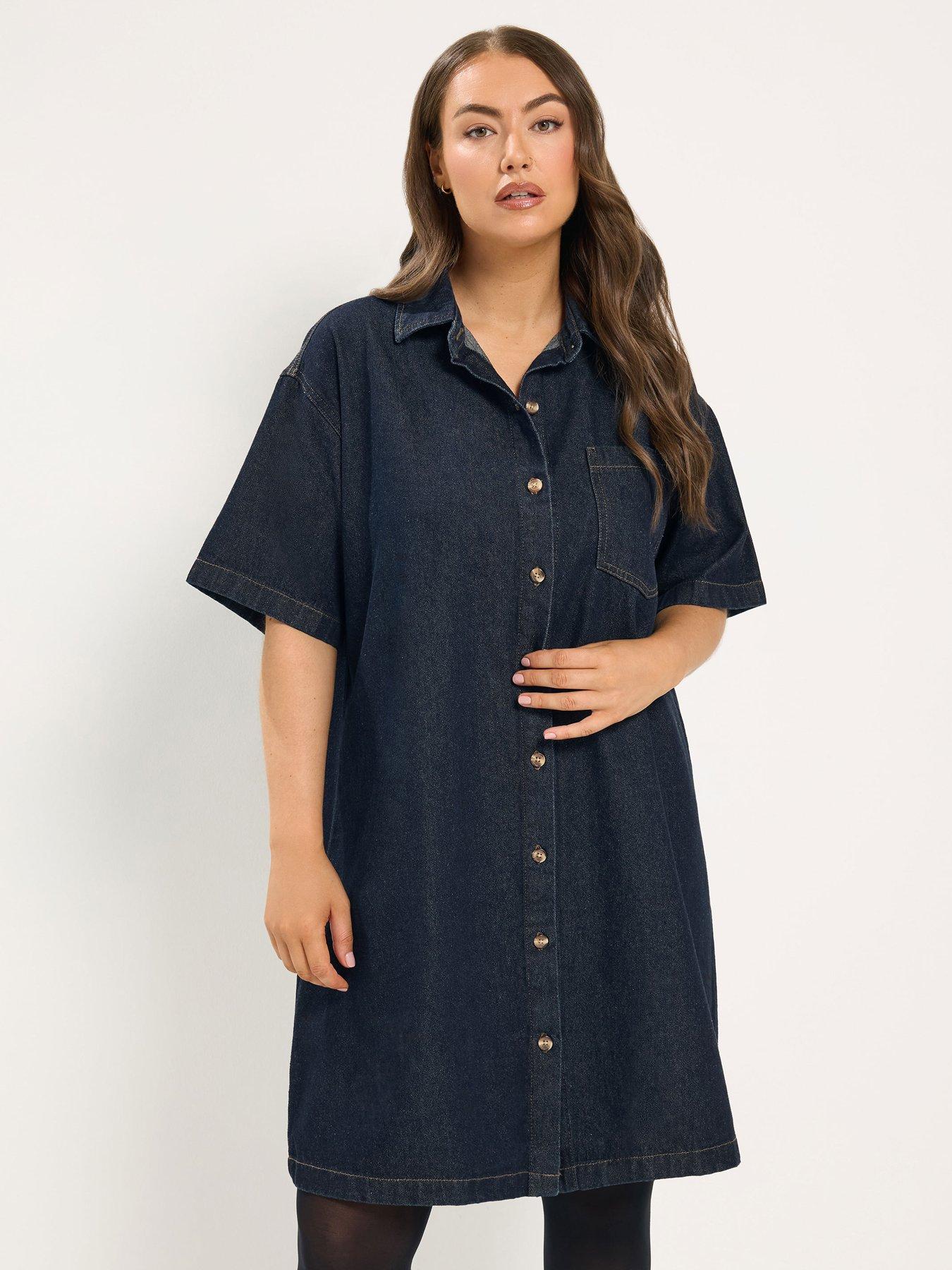 Yours Curve Denim Shirt Dress - Blue