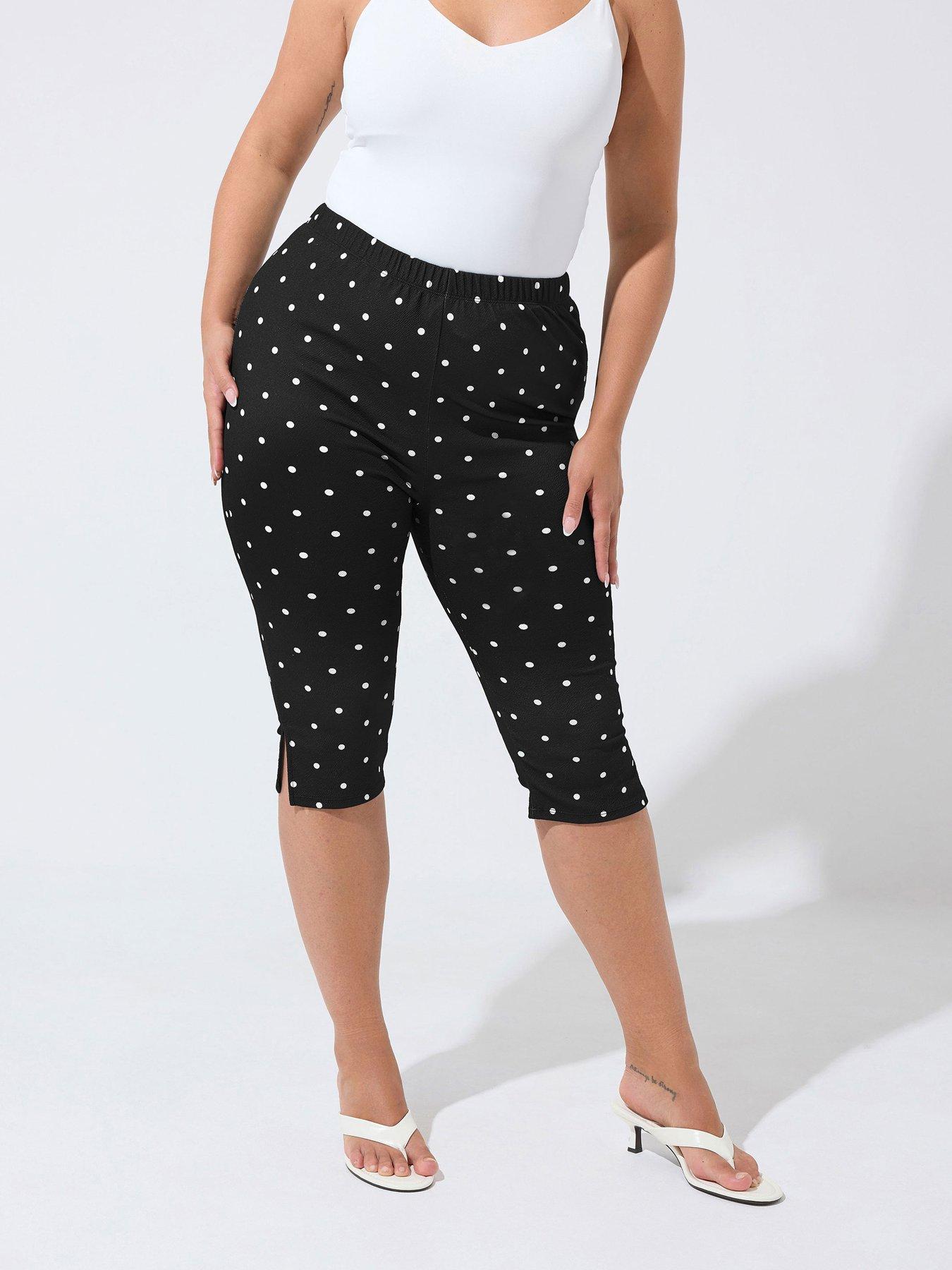 Yours Curve Polka Dot Slit Capri