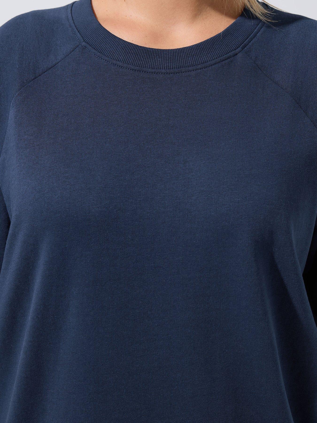 Image 4 of 4 of Yours Womens Curve Raglan Sleeve Crew Neck Sweatshirt T-Shirt - Blue