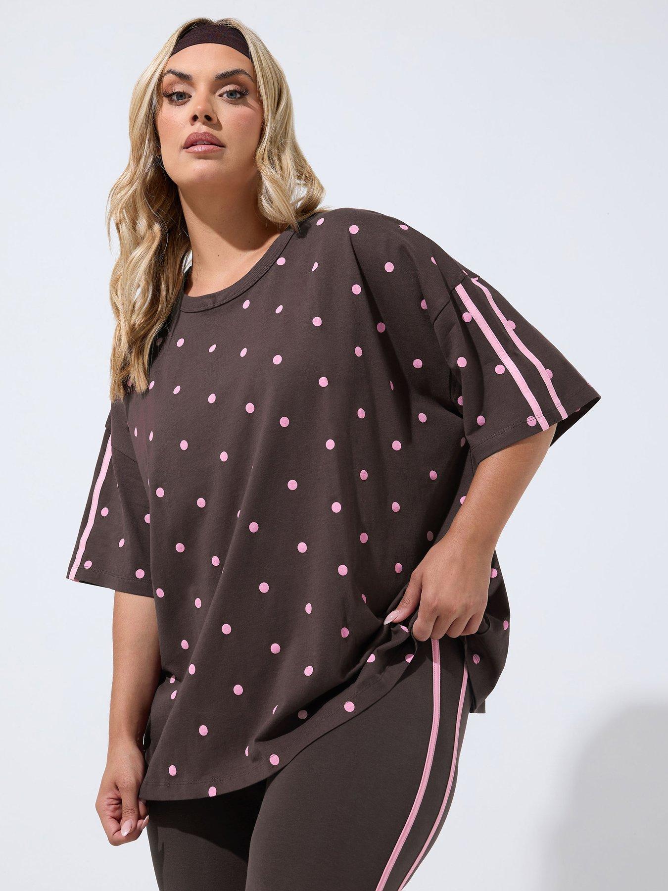Image 1 of 4 of Yours Curve Polka Dot Active T-shirt