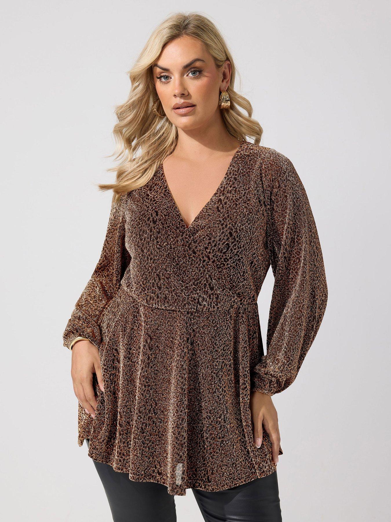 Image 1 of 4 of Yours Curve Metallic Wrap Top