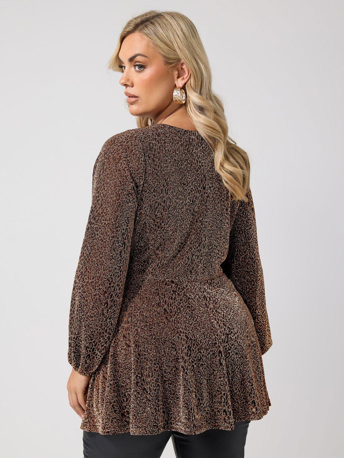 Image 2 of 4 of Yours Curve Metallic Wrap Top
