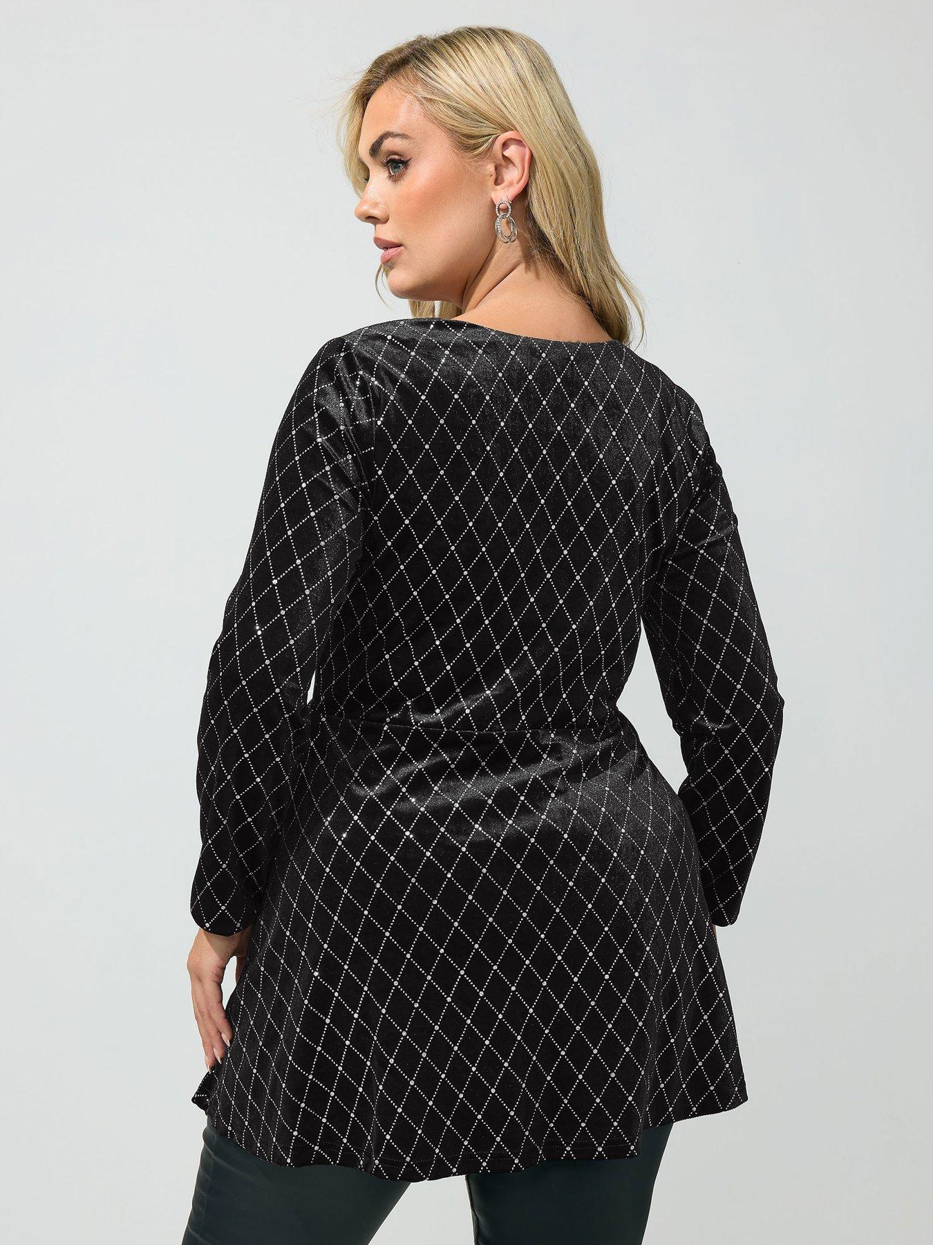 Image 2 of 4 of Yours Curve Glitter Velvet Square Neck Top