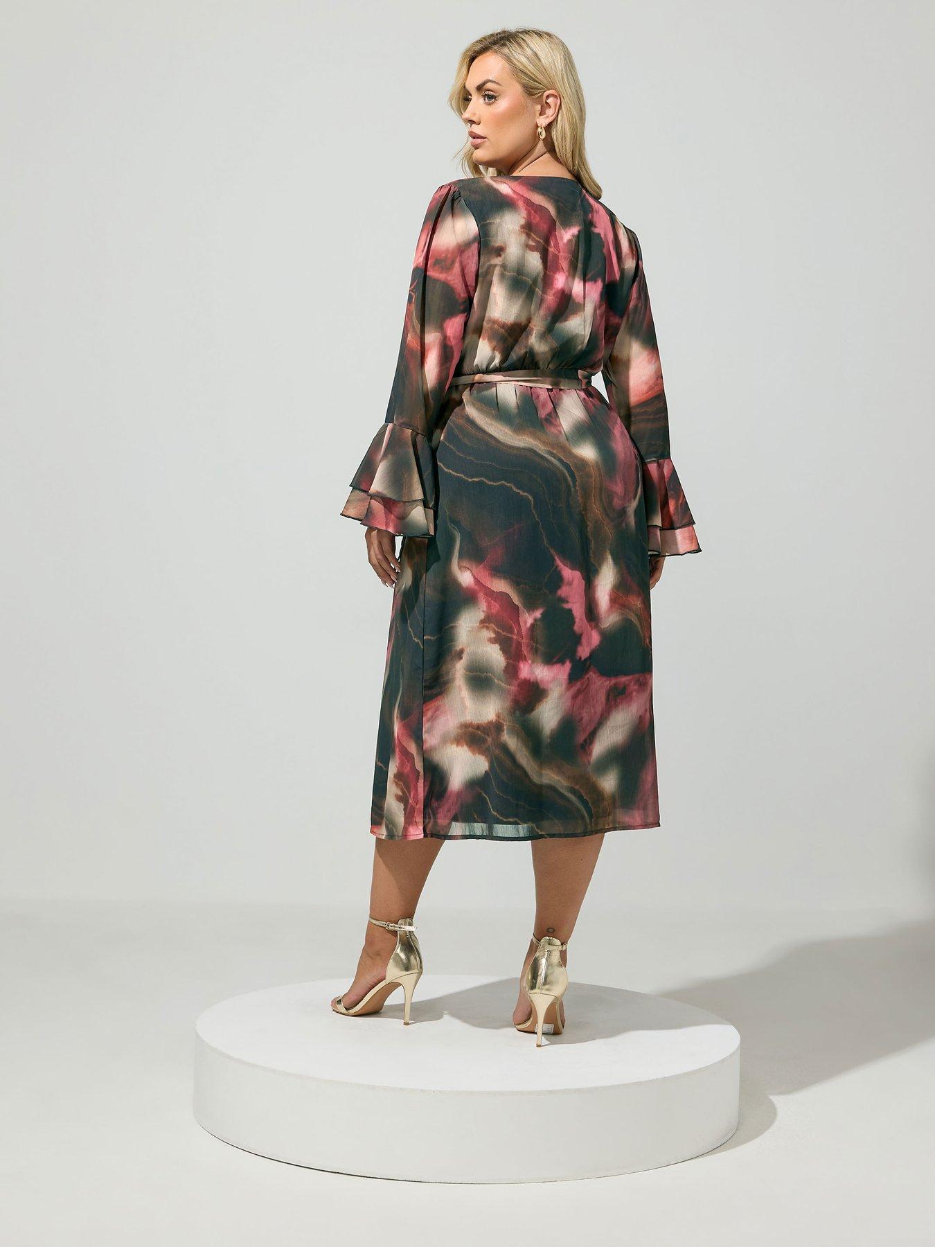 Image 2 of 4 of Yours Curve Abstract Wrap Dress