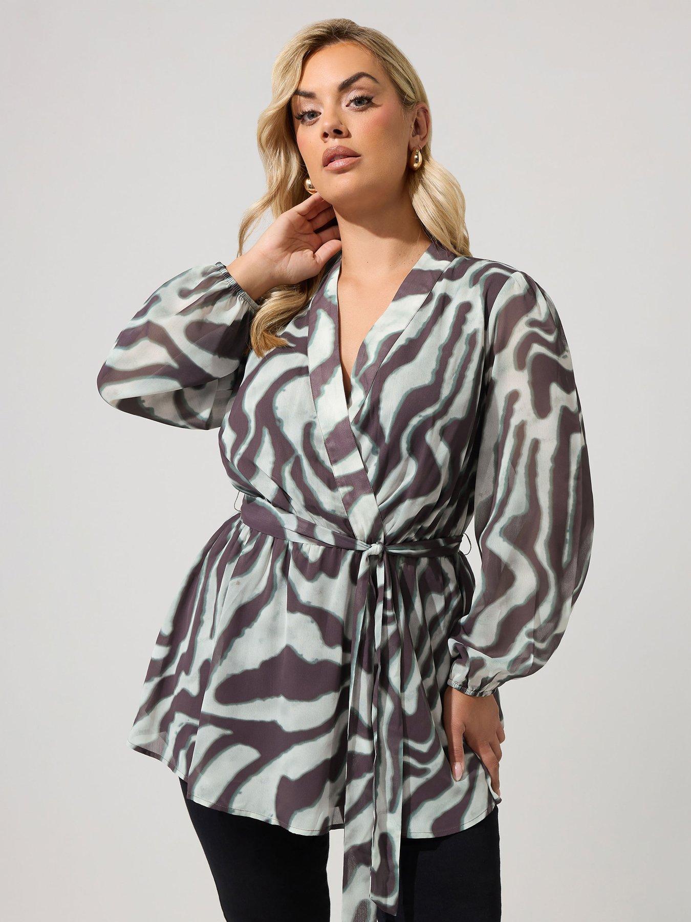 Image 1 of 4 of Yours Curve Wrap Top - Grey
