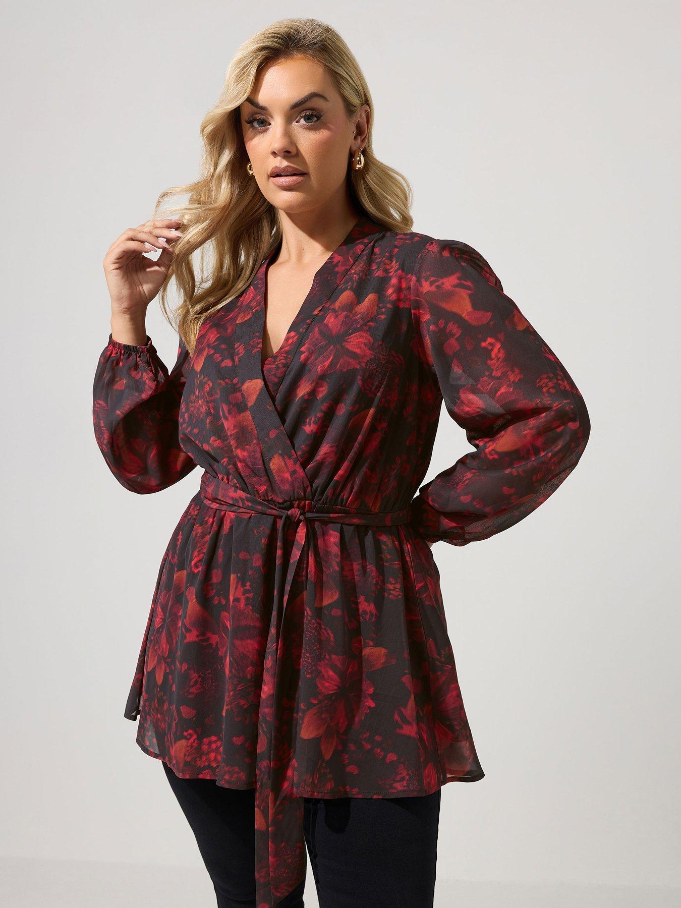 Image 1 of 4 of Yours Curve Wrap Top - Black