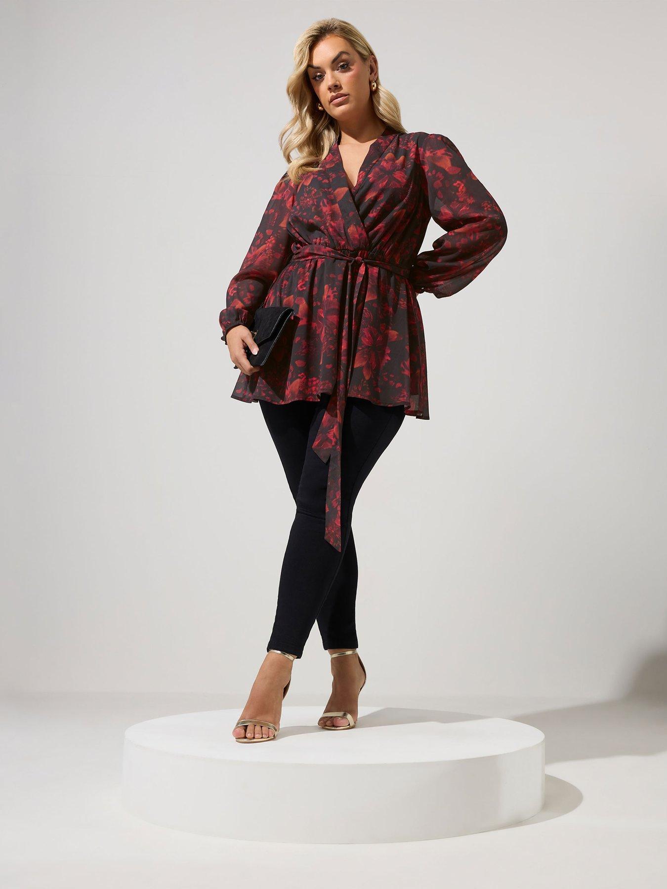 Image 3 of 4 of Yours Curve Wrap Top - Black