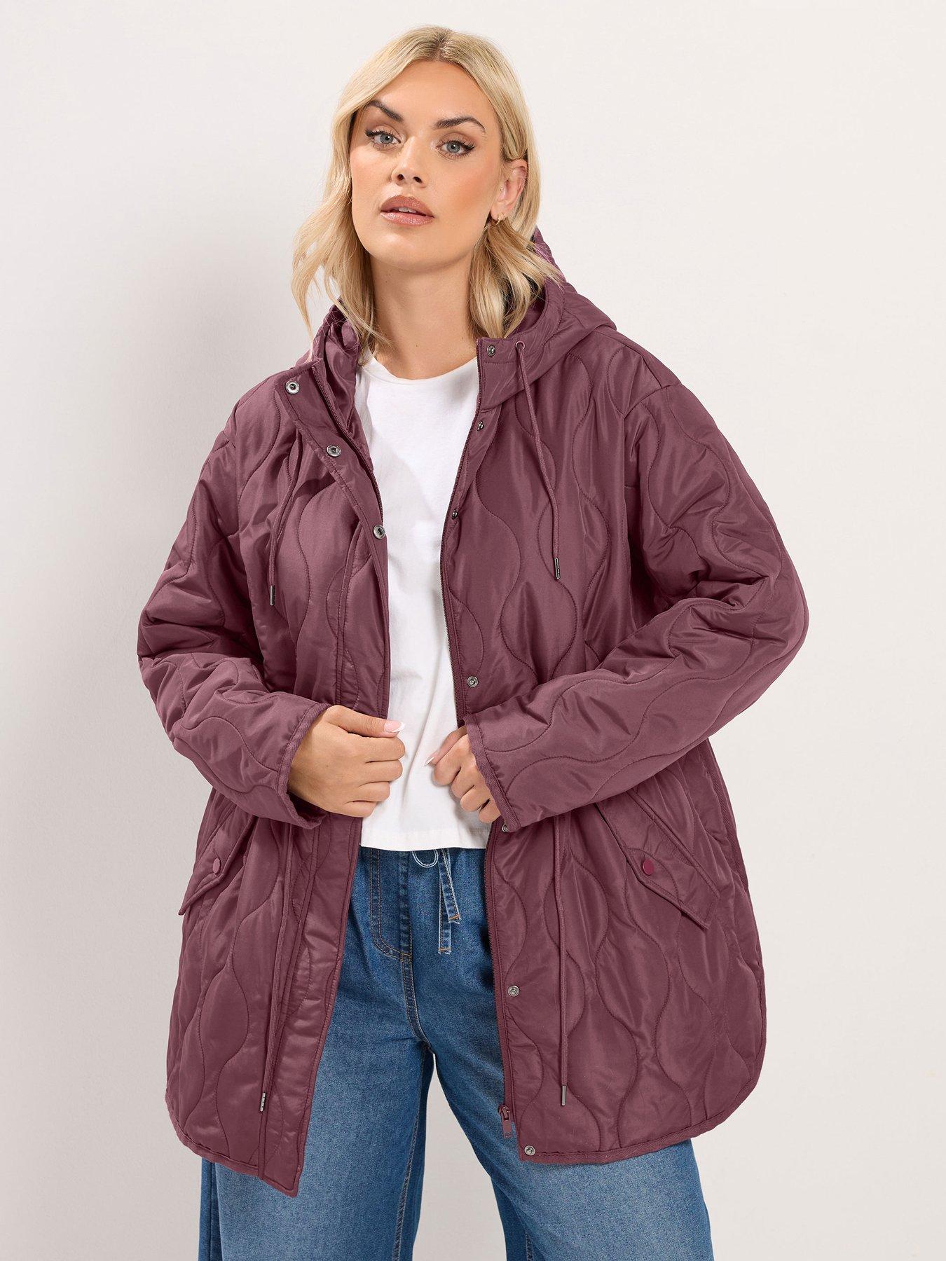 Image 1 of 4 of Yours Curve Quilted Padded Coat - Purple