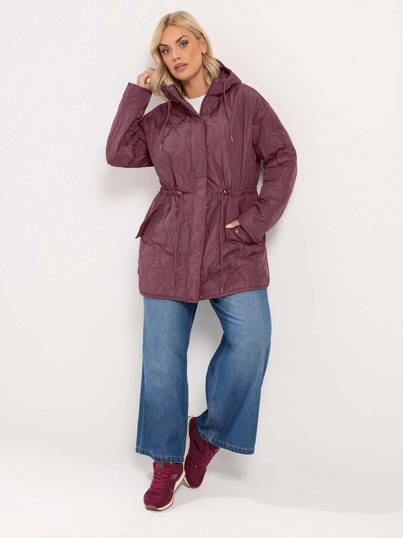 Image 3 of 4 of Yours Curve Quilted Padded Coat - Purple