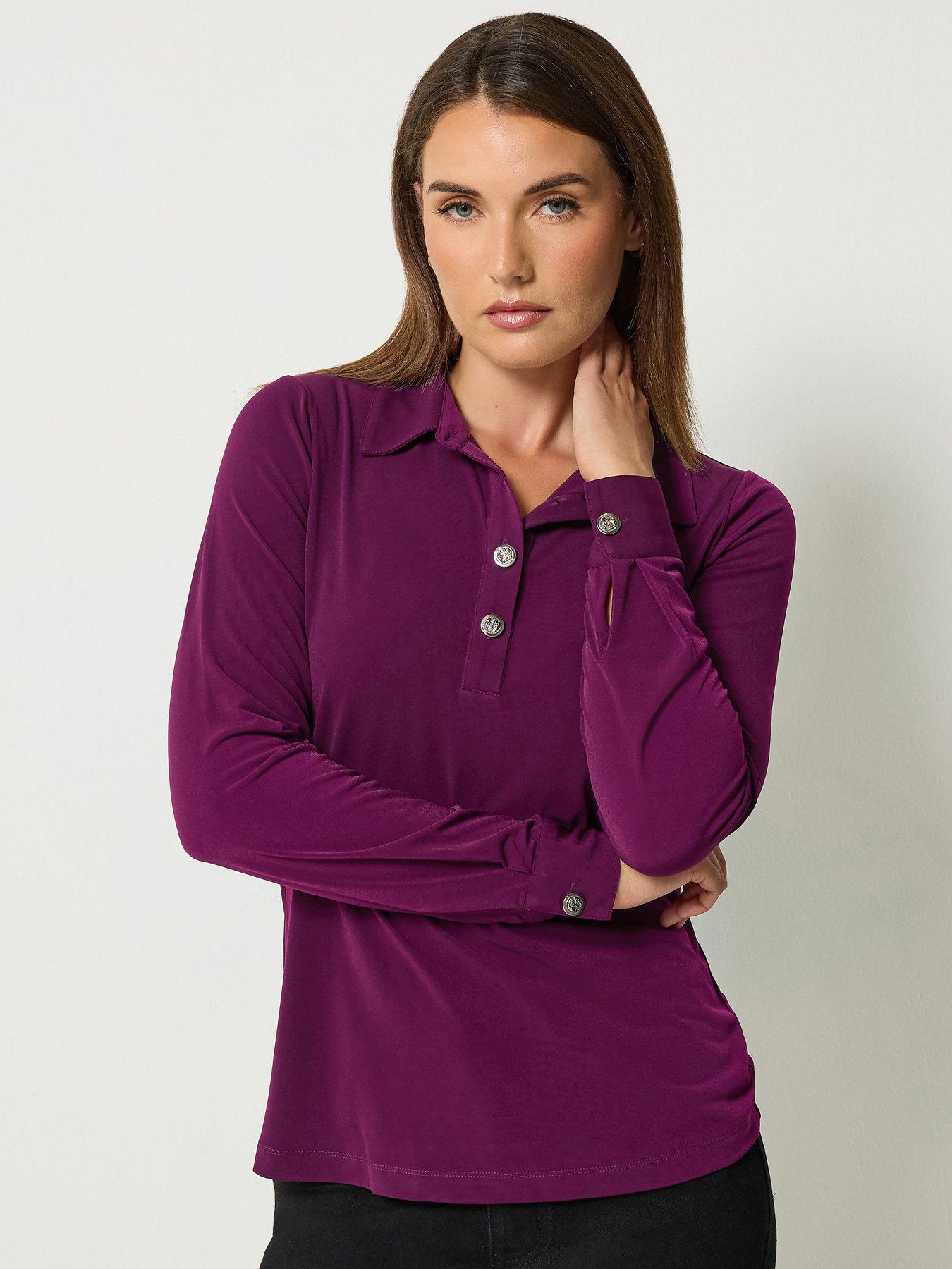 Image 1 of 4 of Long Tall Sally Tall Half Placket Button Top