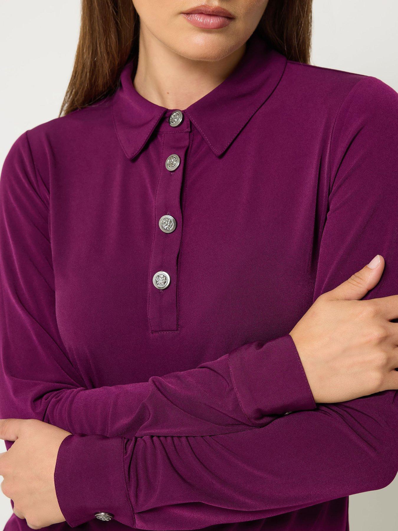 Image 4 of 4 of Long Tall Sally Tall Half Placket Button Top