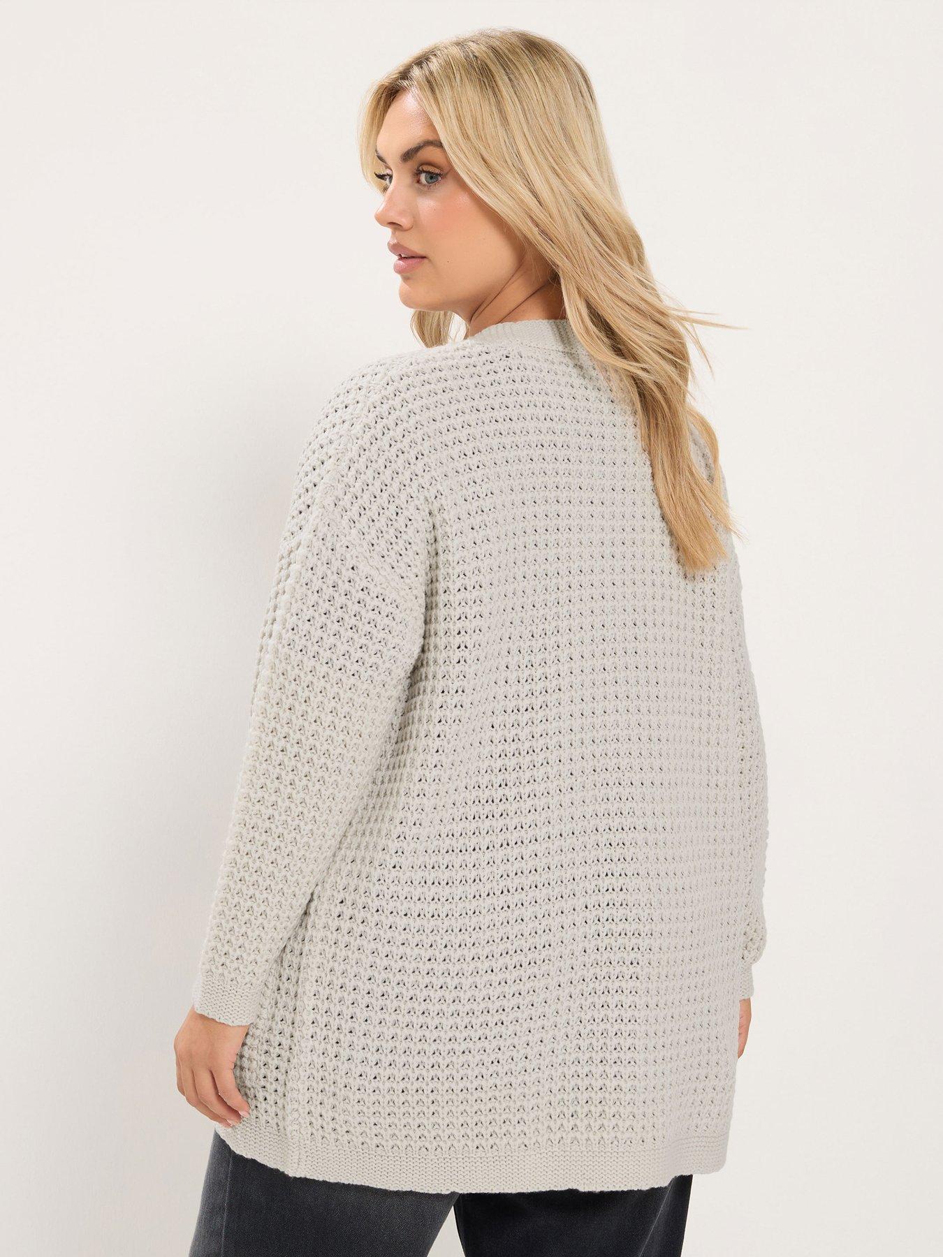 Image 2 of 4 of Yours Curve Waffle Knit Cardigan - Cream