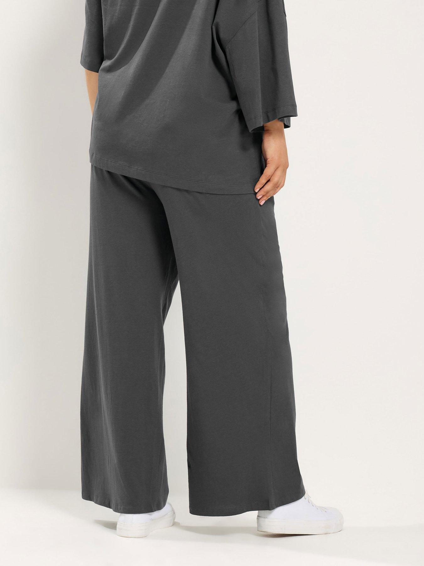 Image 2 of 4 of Yours Curve Cotton Wide Leg 30" Leggings - Grey