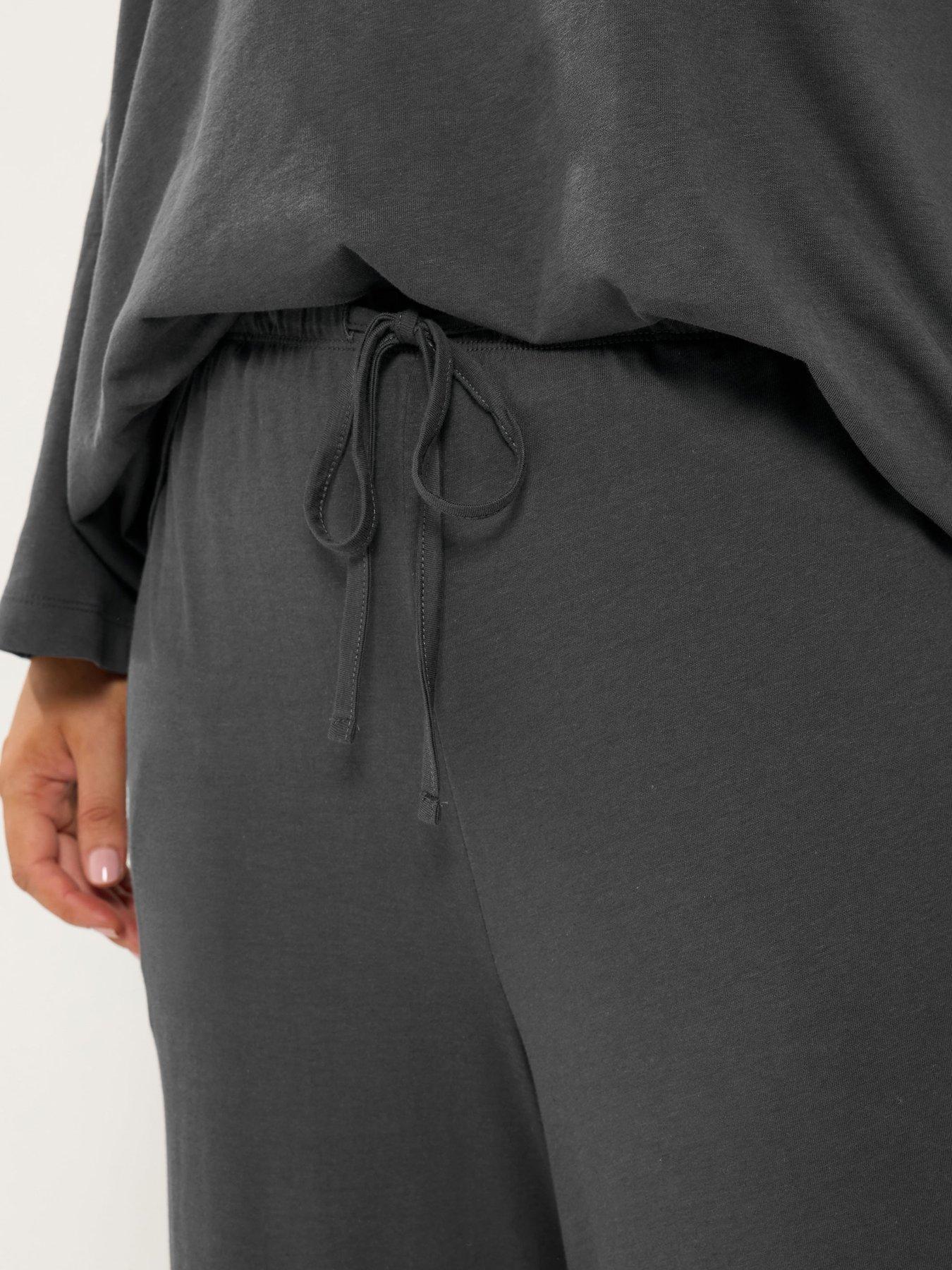 Image 4 of 4 of Yours Curve Cotton Wide Leg 30" Leggings - Grey