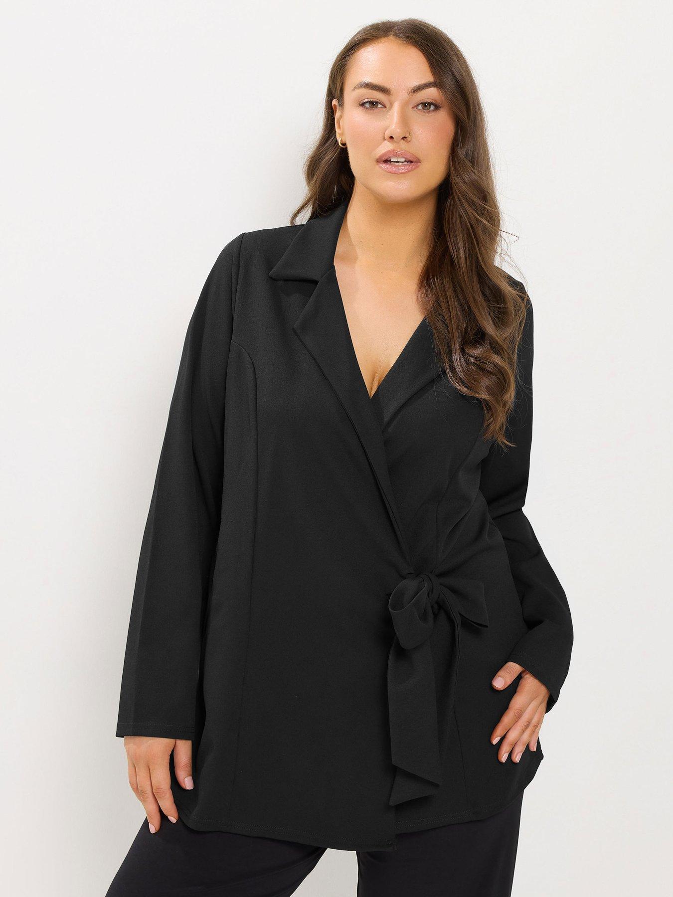 Yours Curve Tie Detail Blazer - Black