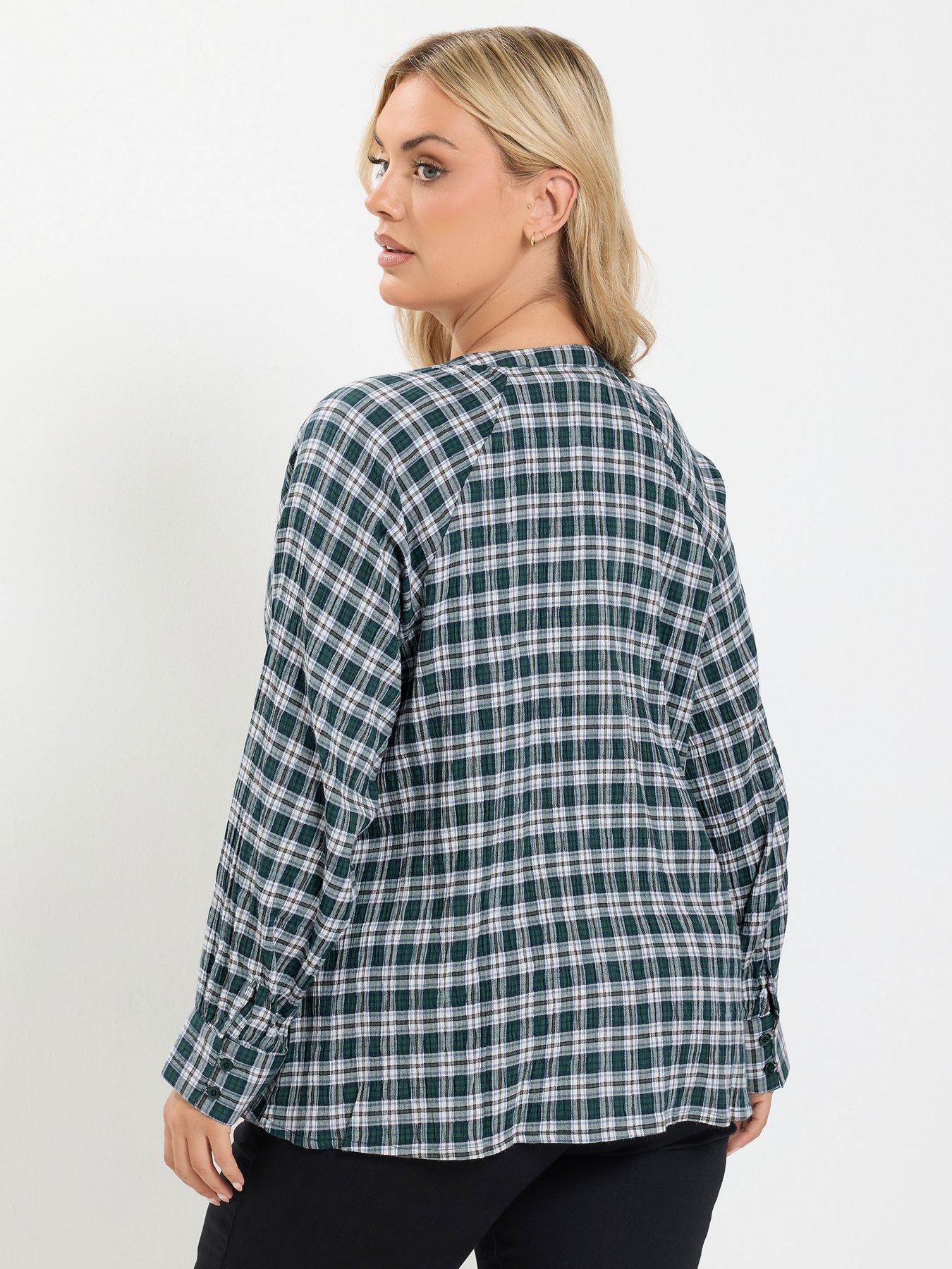 Image 2 of 4 of Yours Womens Curve Button-Through Tie Hem Blouse - Green