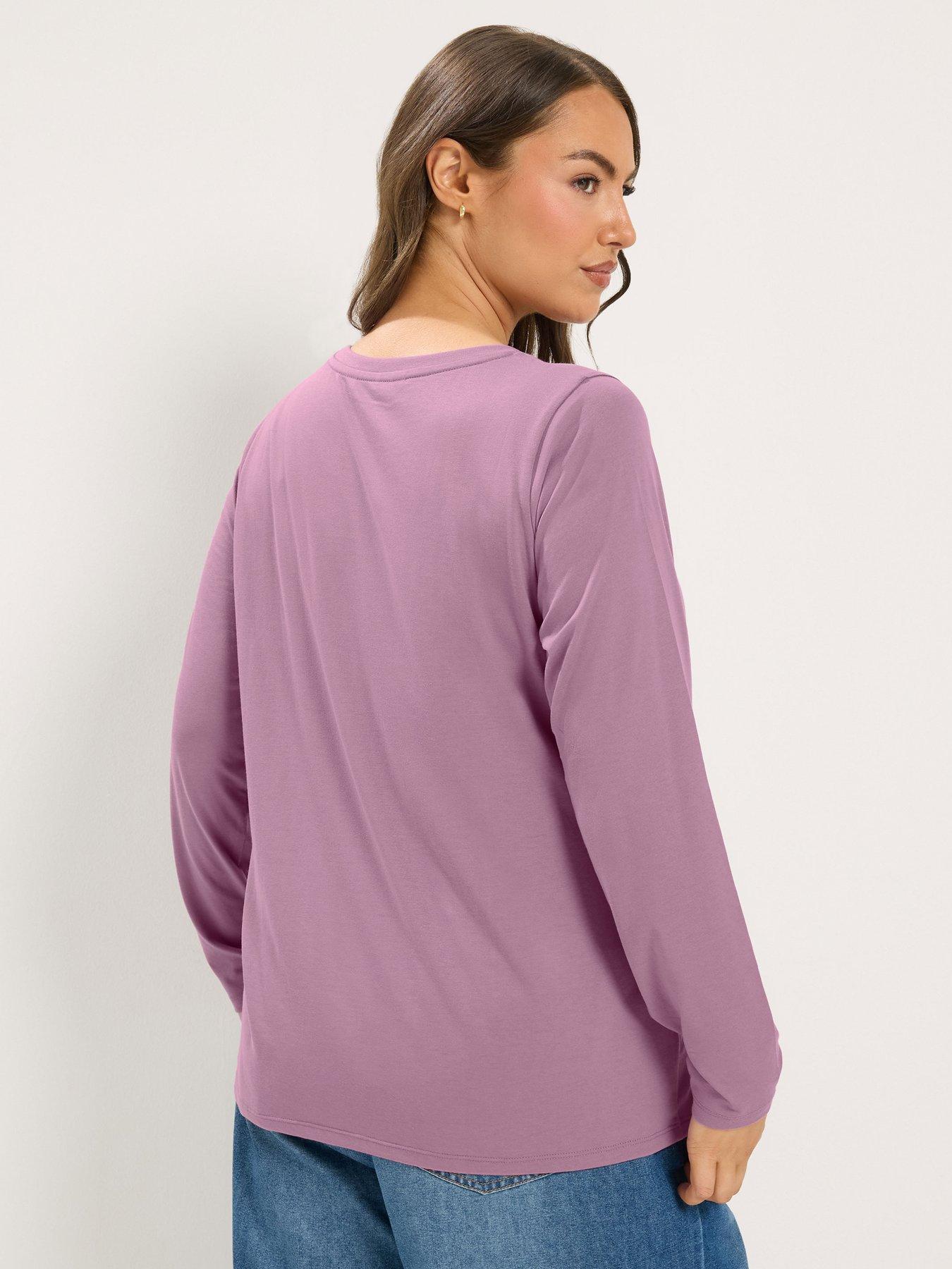 Image 2 of 4 of Yours Womens Curve 2 Pack Long Sleeve T-Shirts - Purple