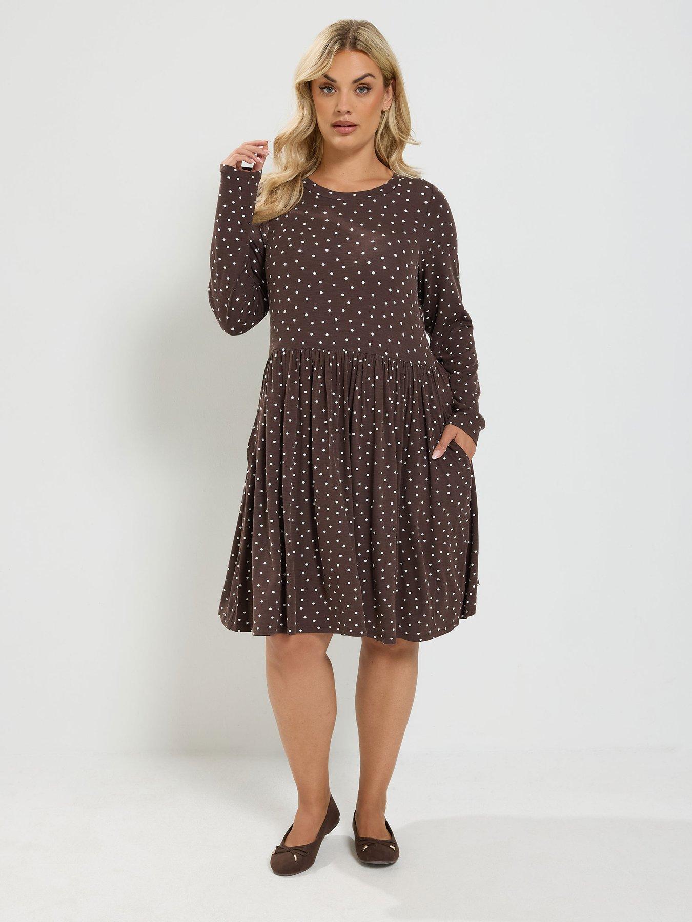 Yours Curve Peplum Mini Dress - Brown