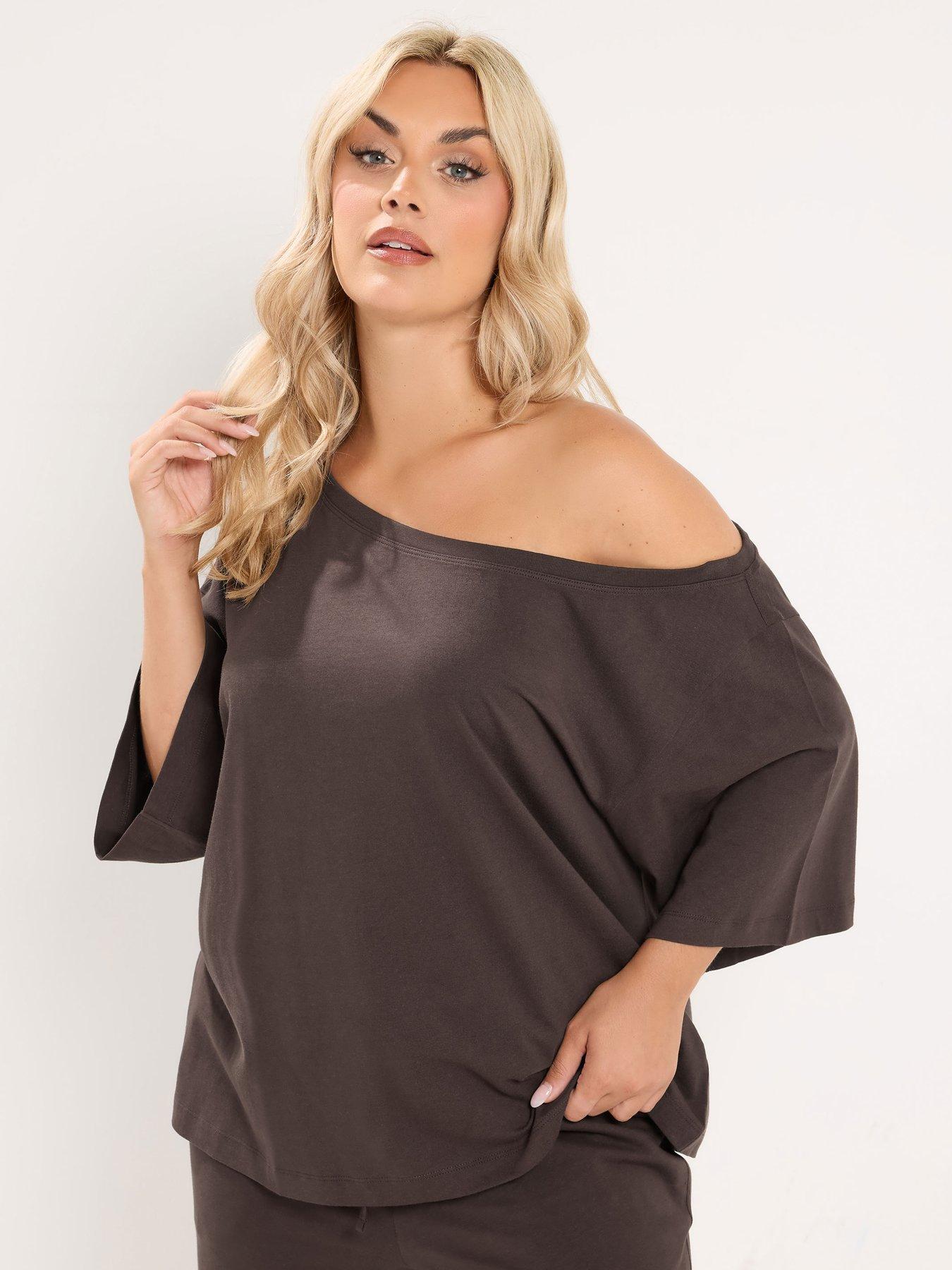 Yours Curve Slash Shoulder T-shirt