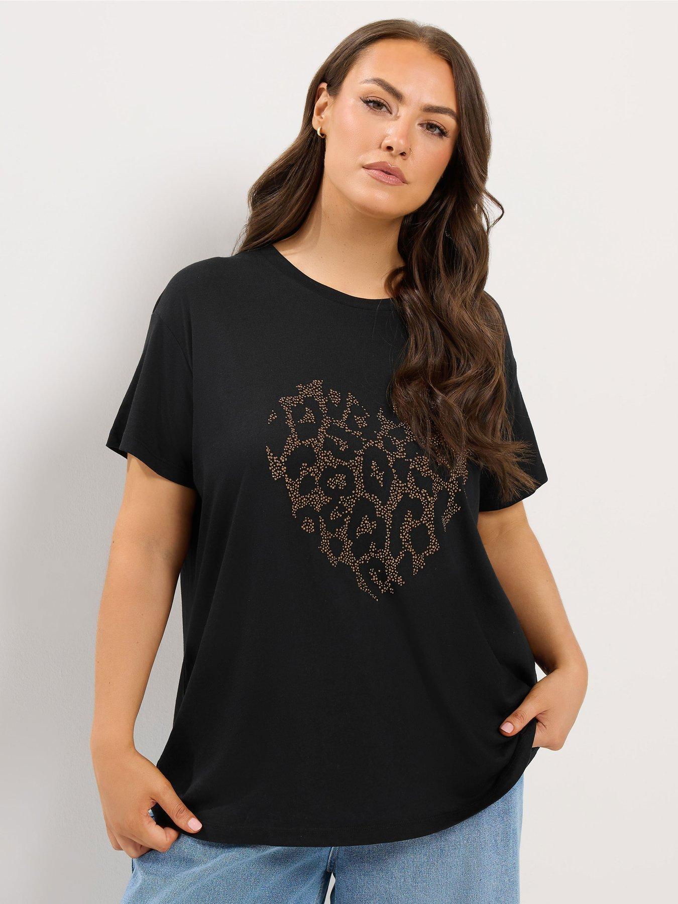 Image 1 of 4 of Yours Curve Placement Print T-shirt