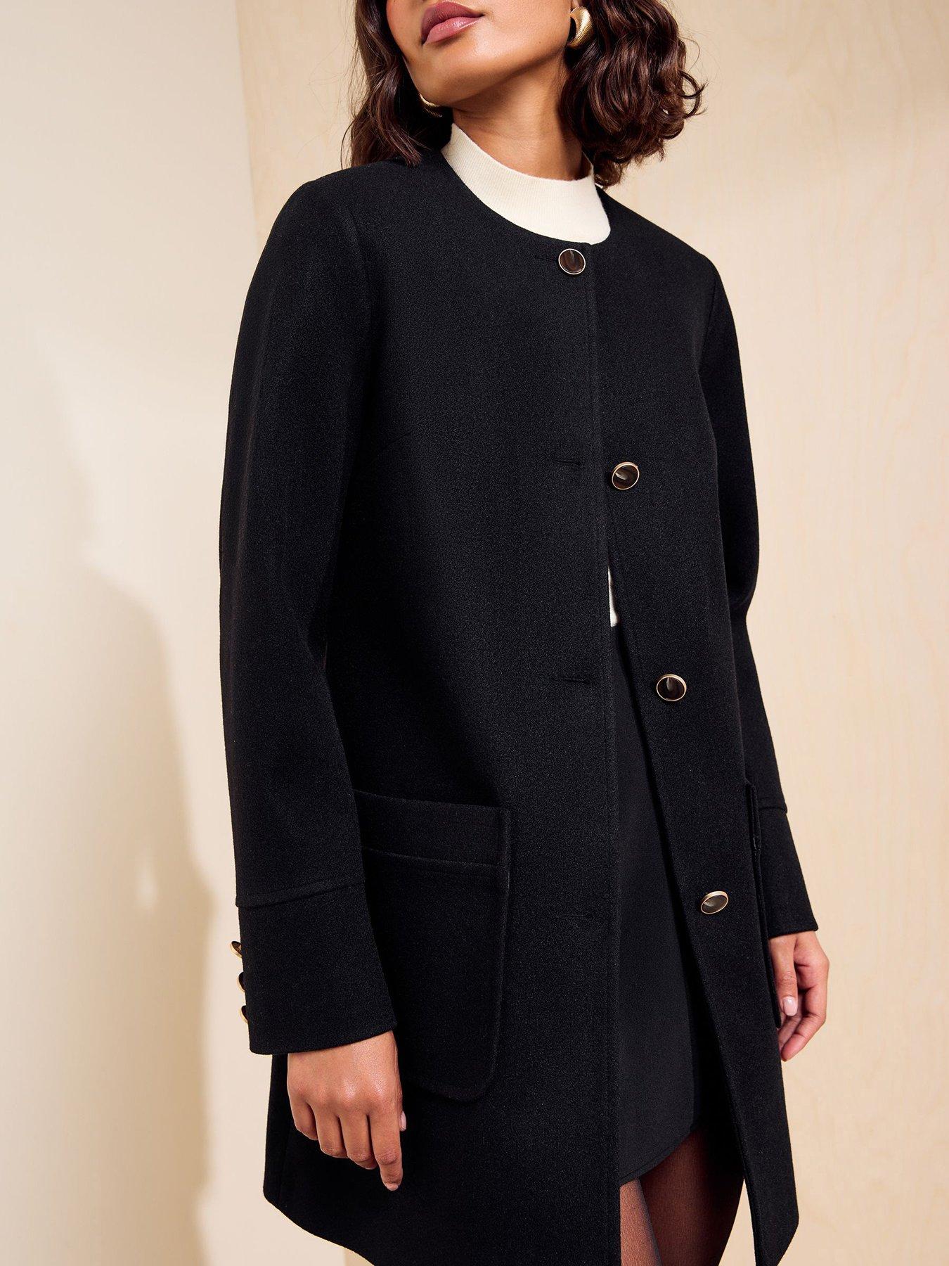 Image 1 of 5 of Friends Like These Black Collarless Dolly Coat