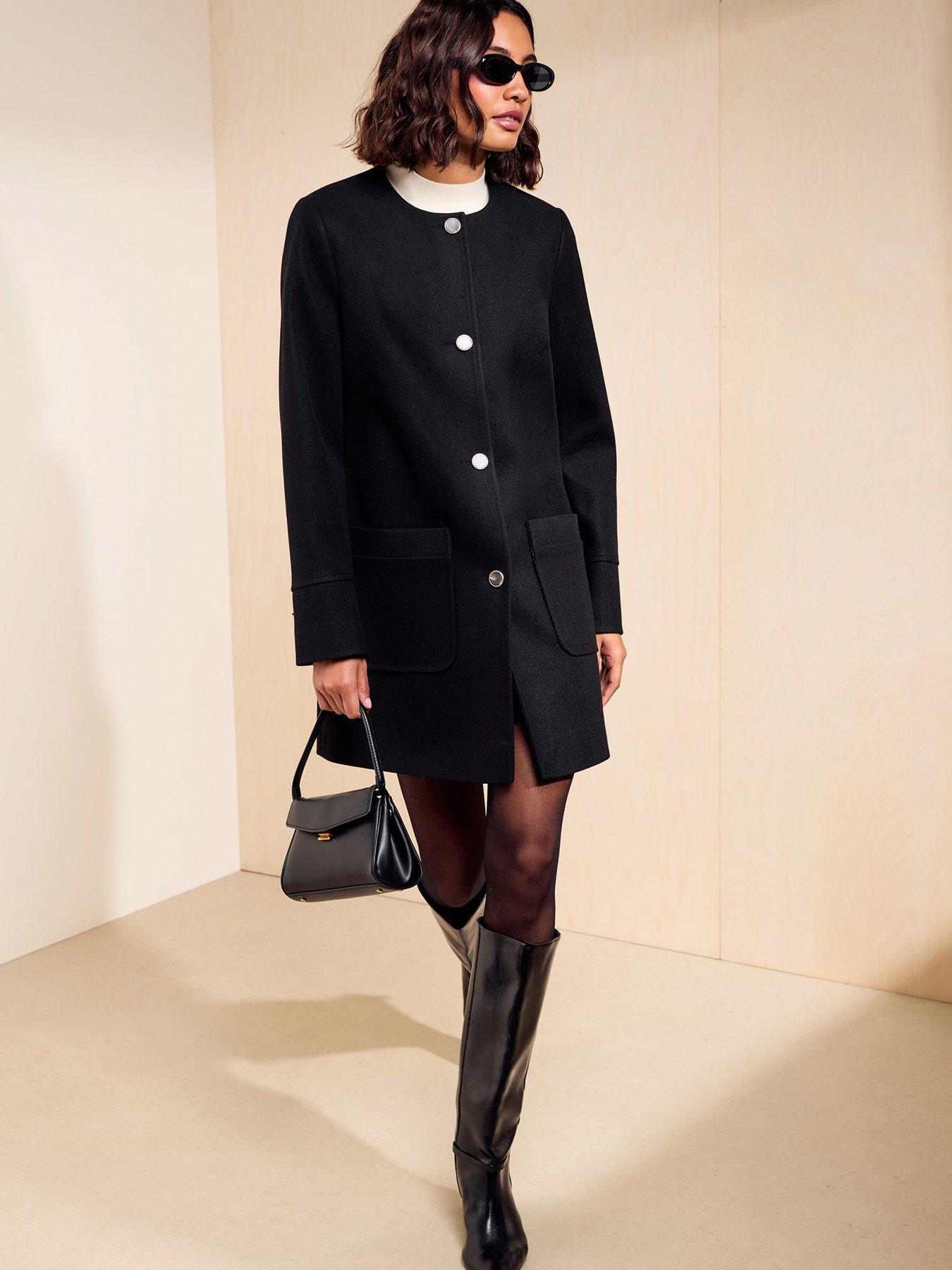 Image 3 of 5 of Friends Like These Black Collarless Dolly Coat