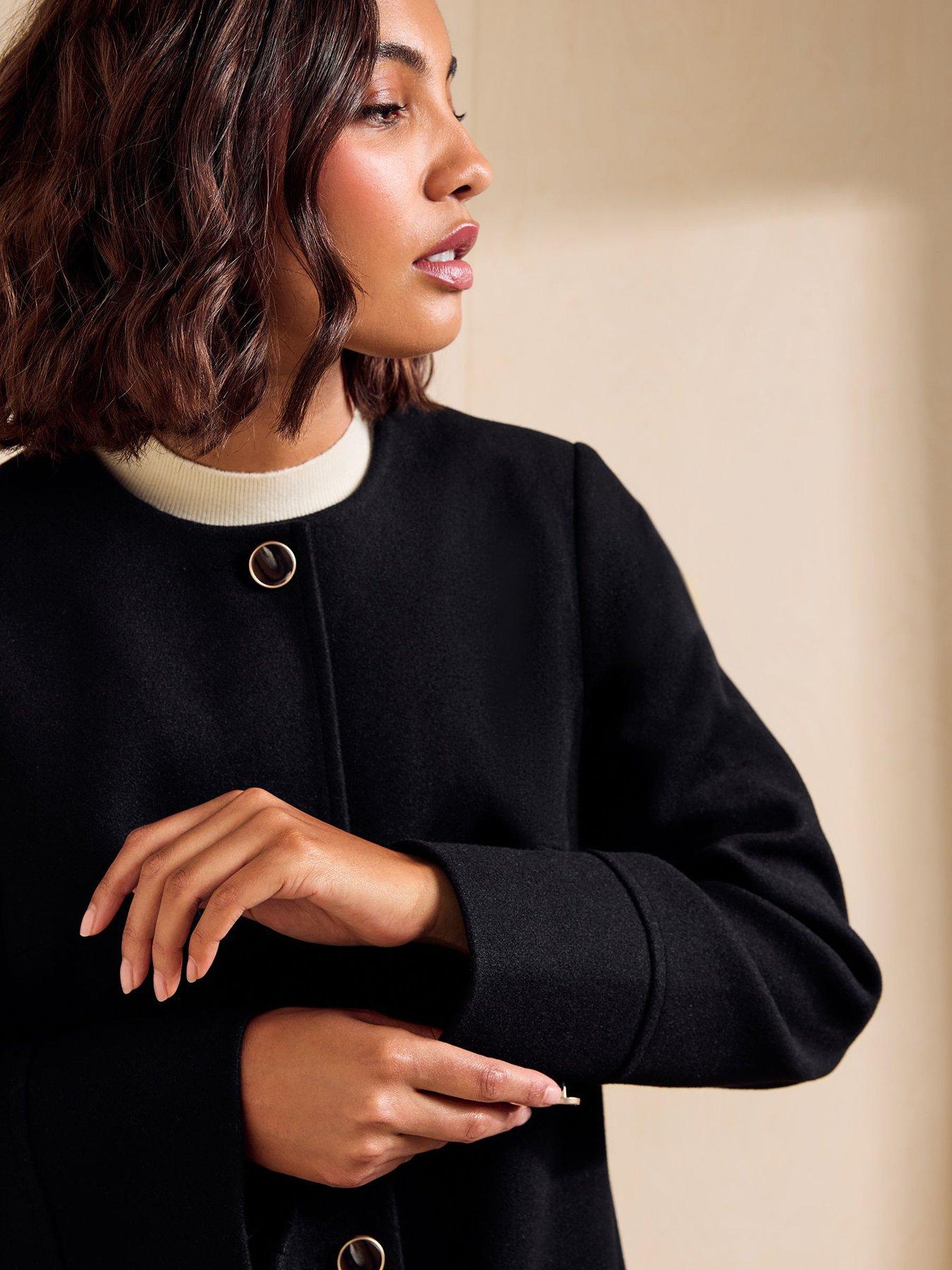Image 4 of 5 of Friends Like These Black Collarless Dolly Coat