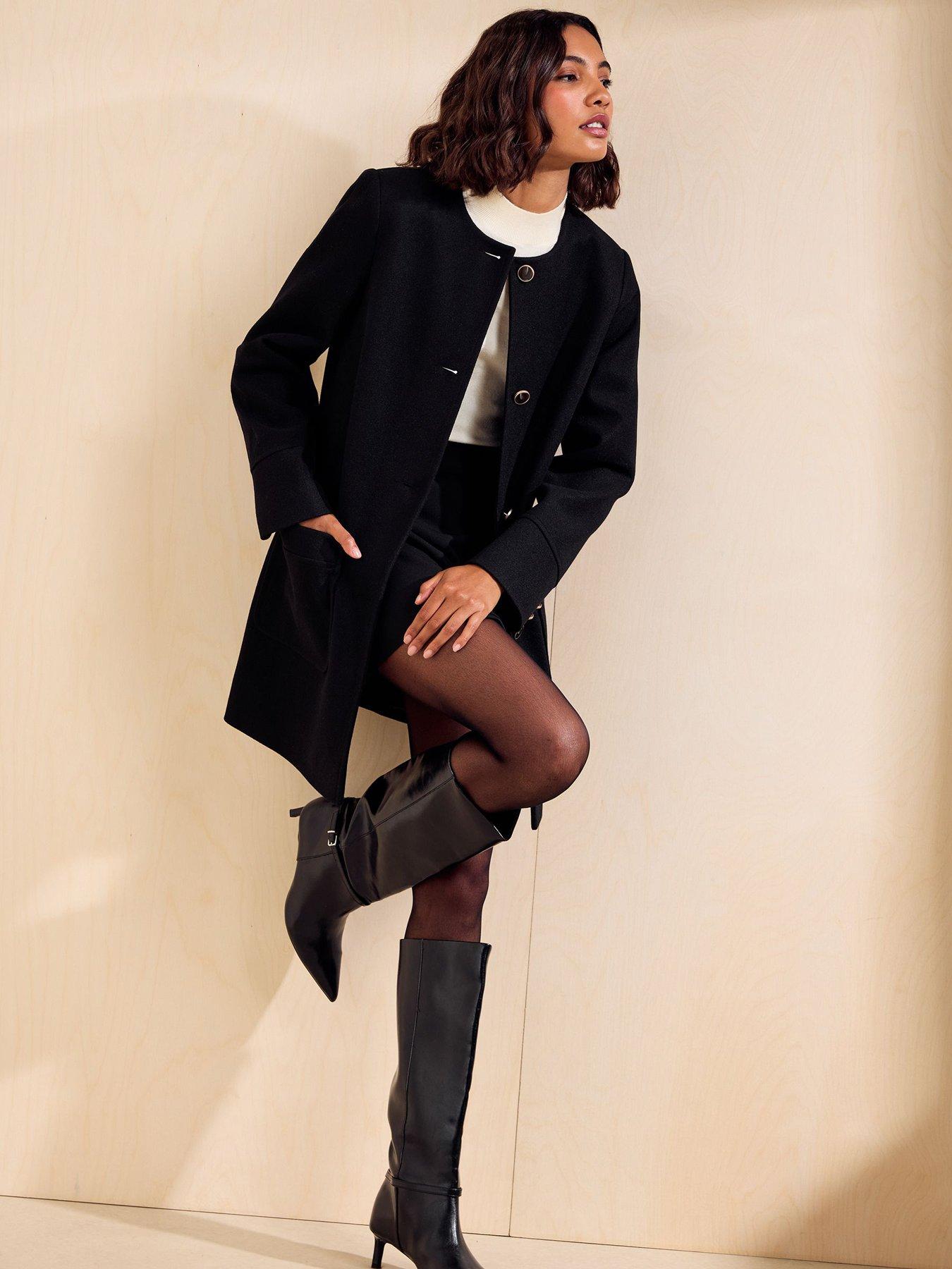 Image 5 of 5 of Friends Like These Black Collarless Dolly Coat