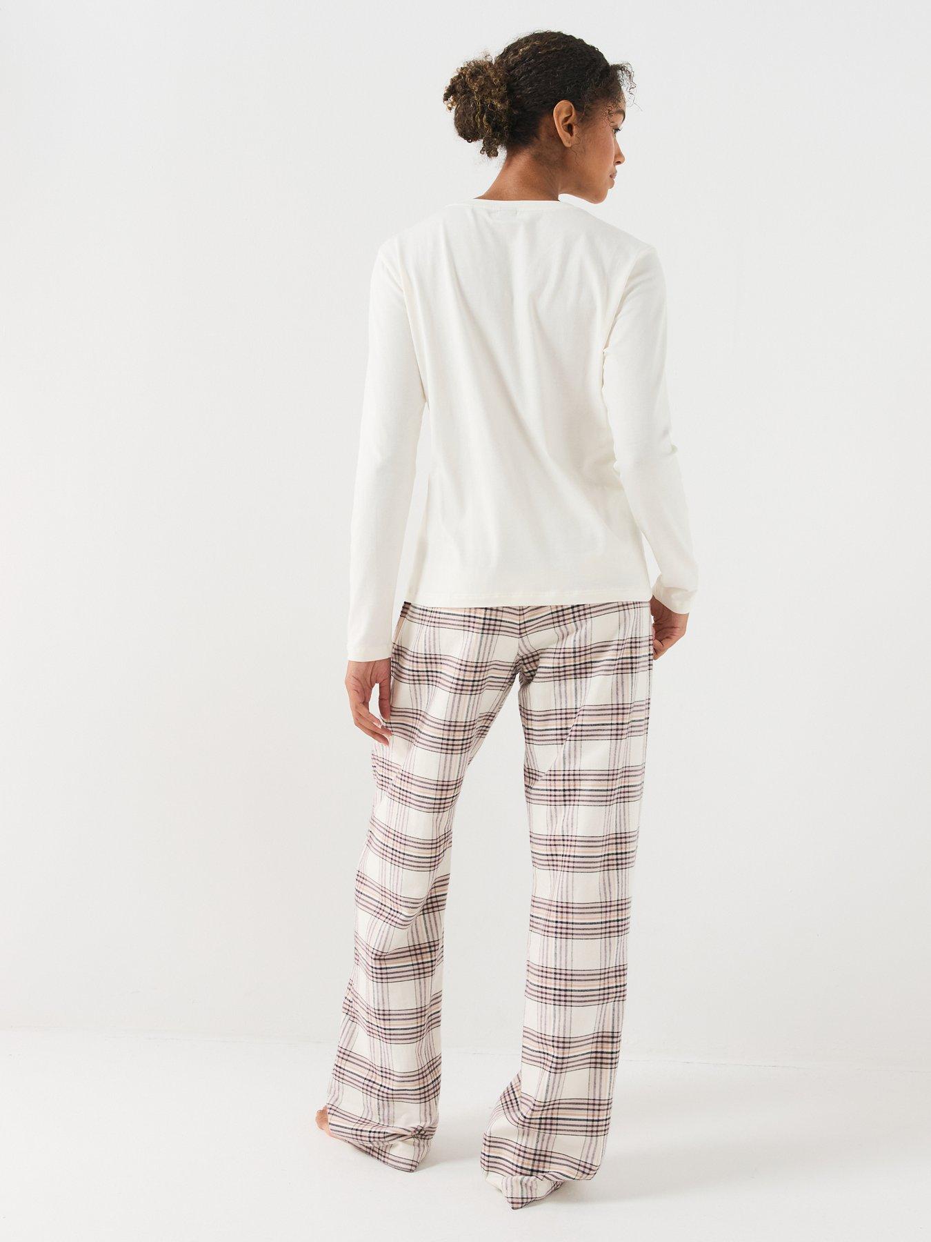 Image 2 of 6 of BOSS Womens Sleep Long Sleeve Logo Shirt - White