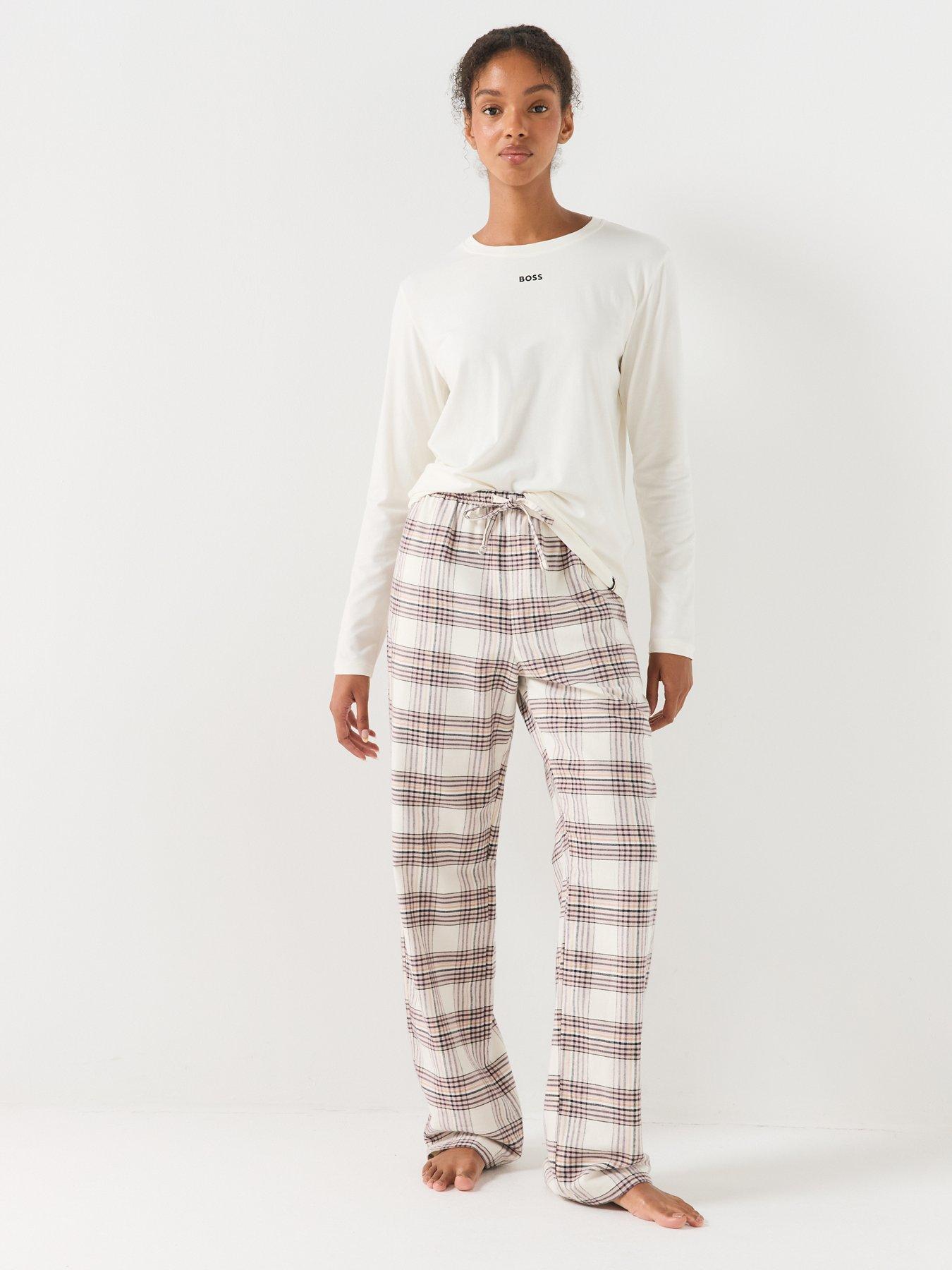Image 3 of 6 of BOSS Womens Sleep Long Sleeve Logo Shirt - White